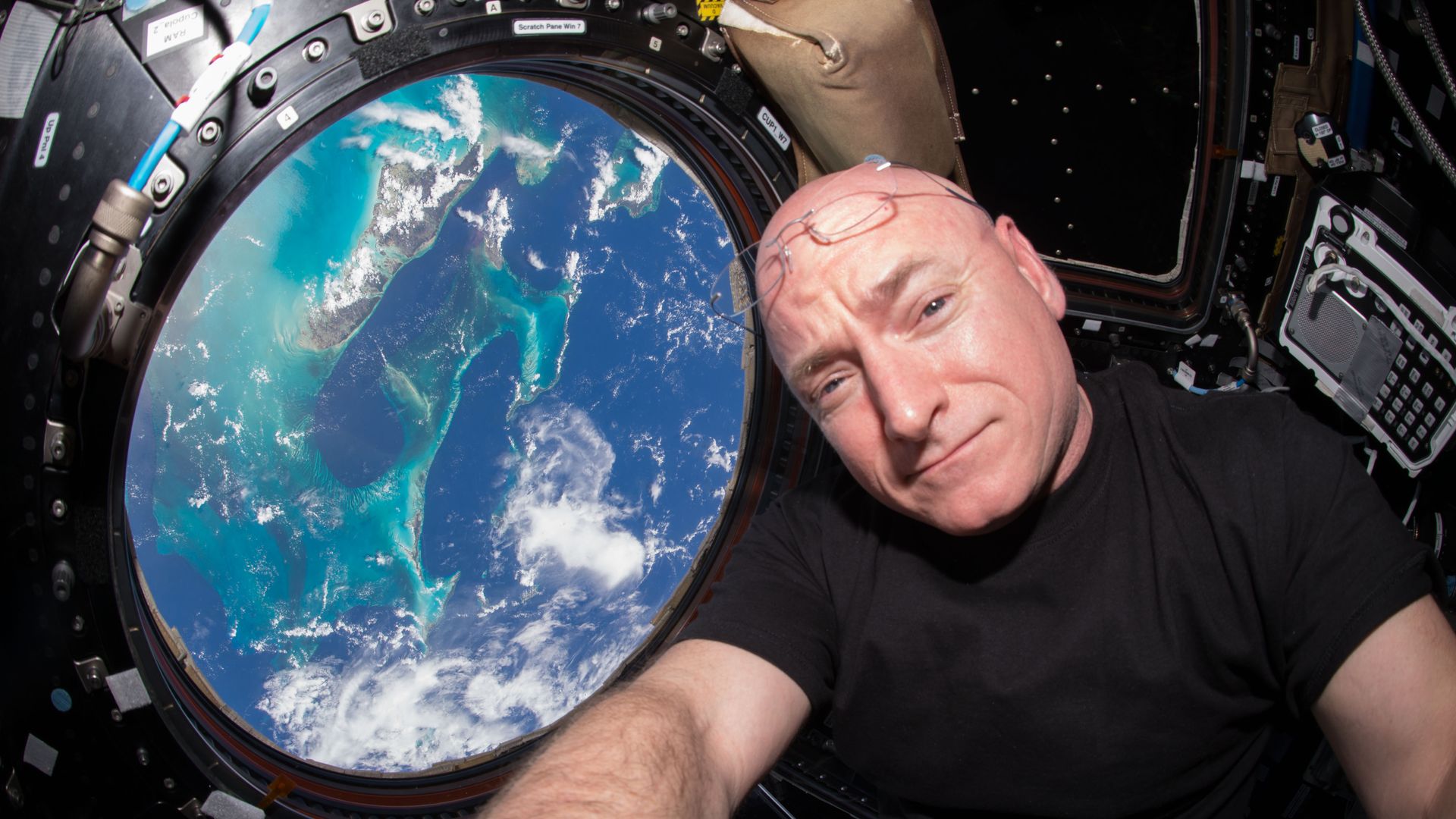 NASA astronaut Scott Kelly is seen inside the International Space Station on July 12, 2015. 