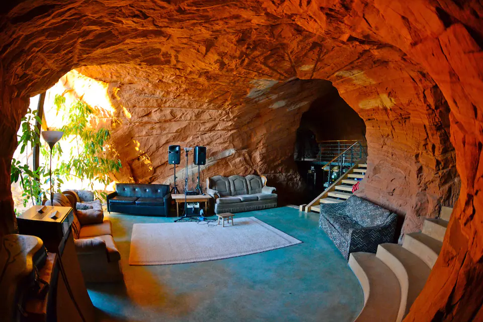 interior of cave abode