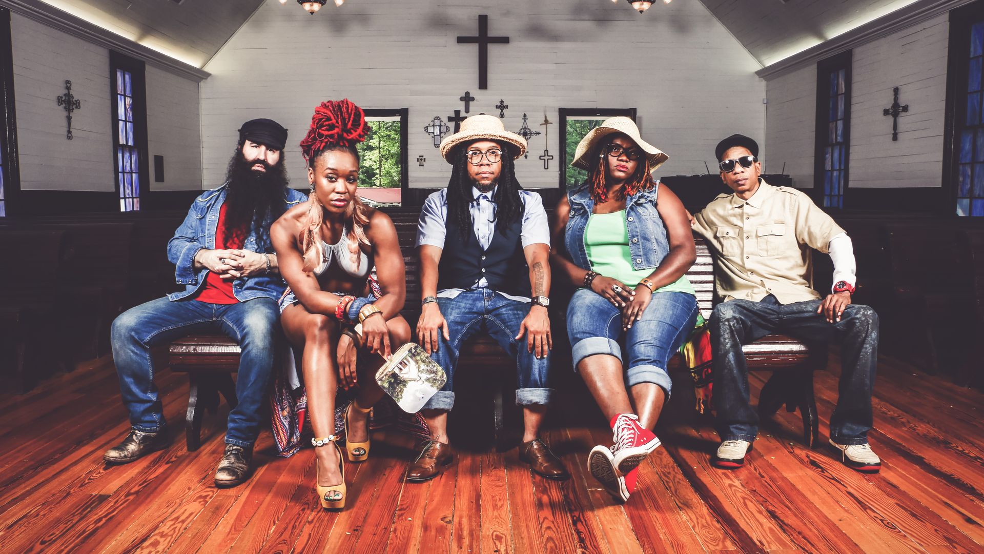 A photo of the members of the band Arrested Development