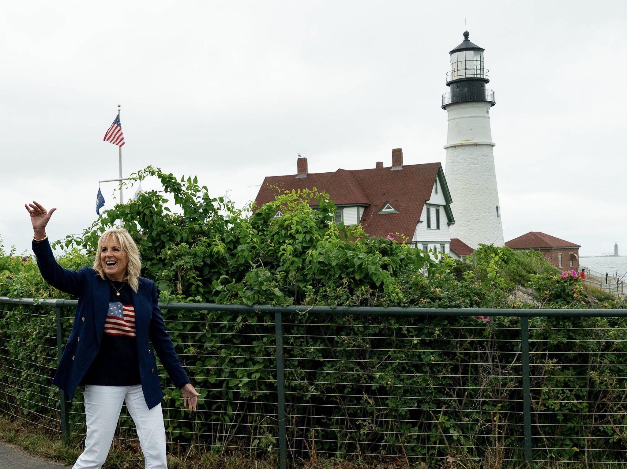 First lady Jill Biden is seen waving during a July Fourth trip to New England.