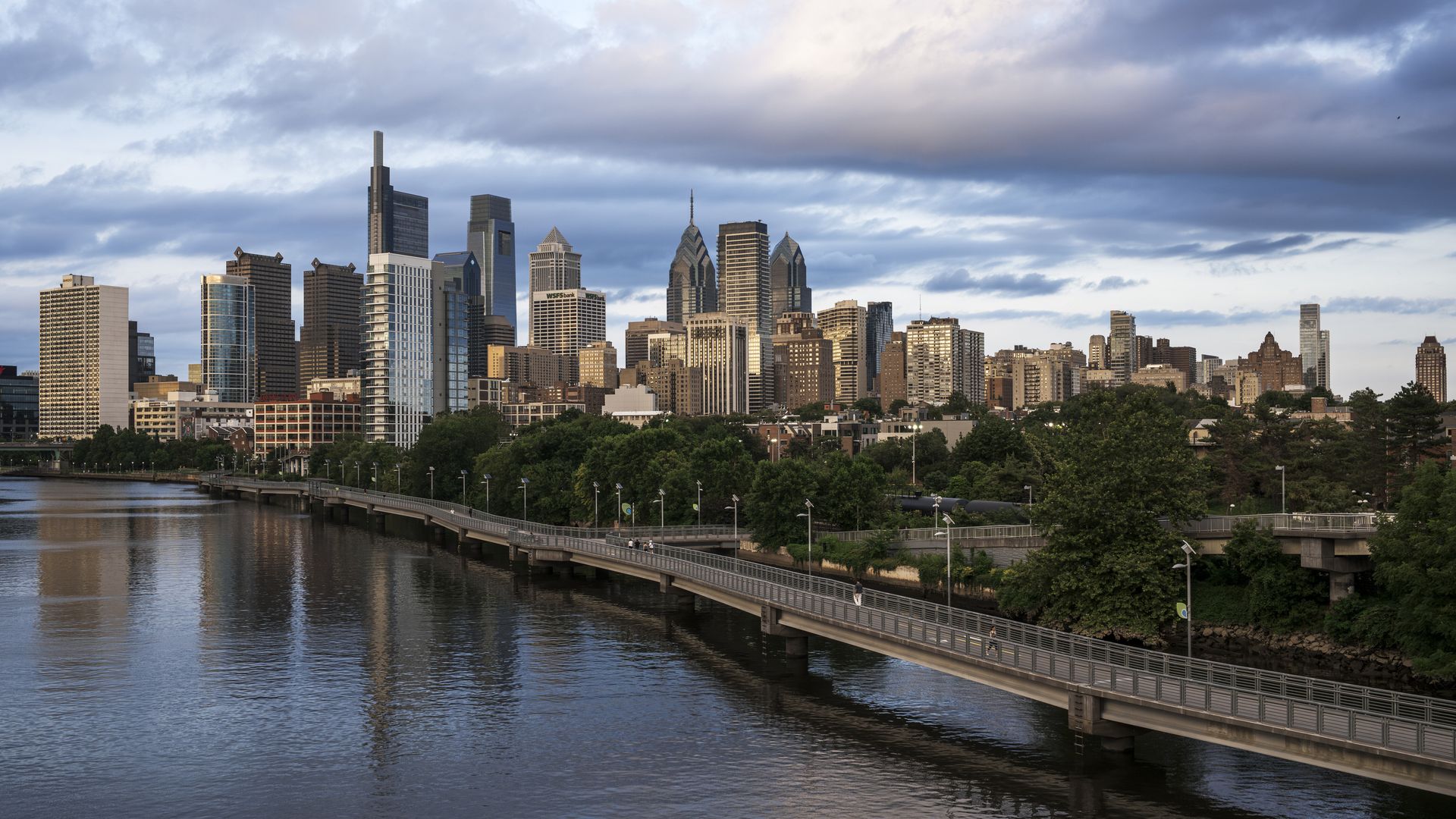 A general view of the Philly skyline from South Street Bridge.