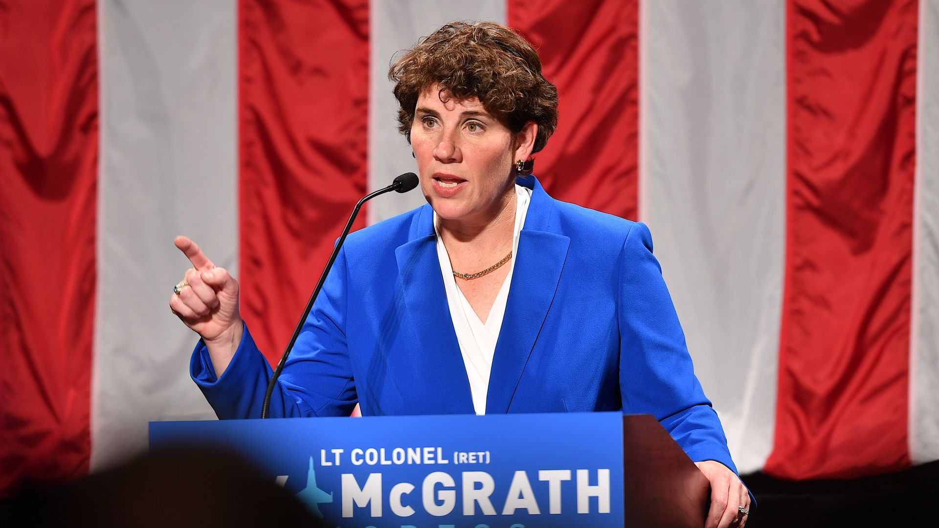 Amy McGrath address supporters after her loss during her Election Night Event at the EKU Center for the Arts on November 6, 2018.