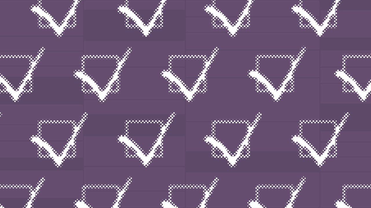 Animated illustration of a pattern of checkmarks. Some of the checks change to Xs and disappear.