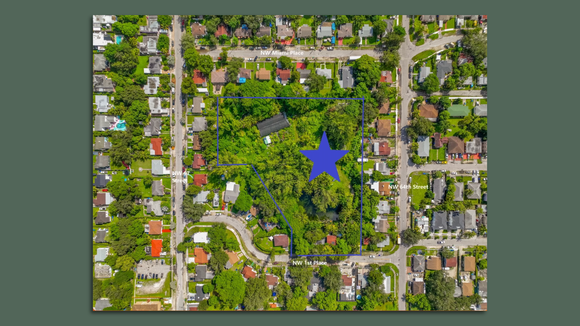 An aerial photo of the green space in Little Haiti