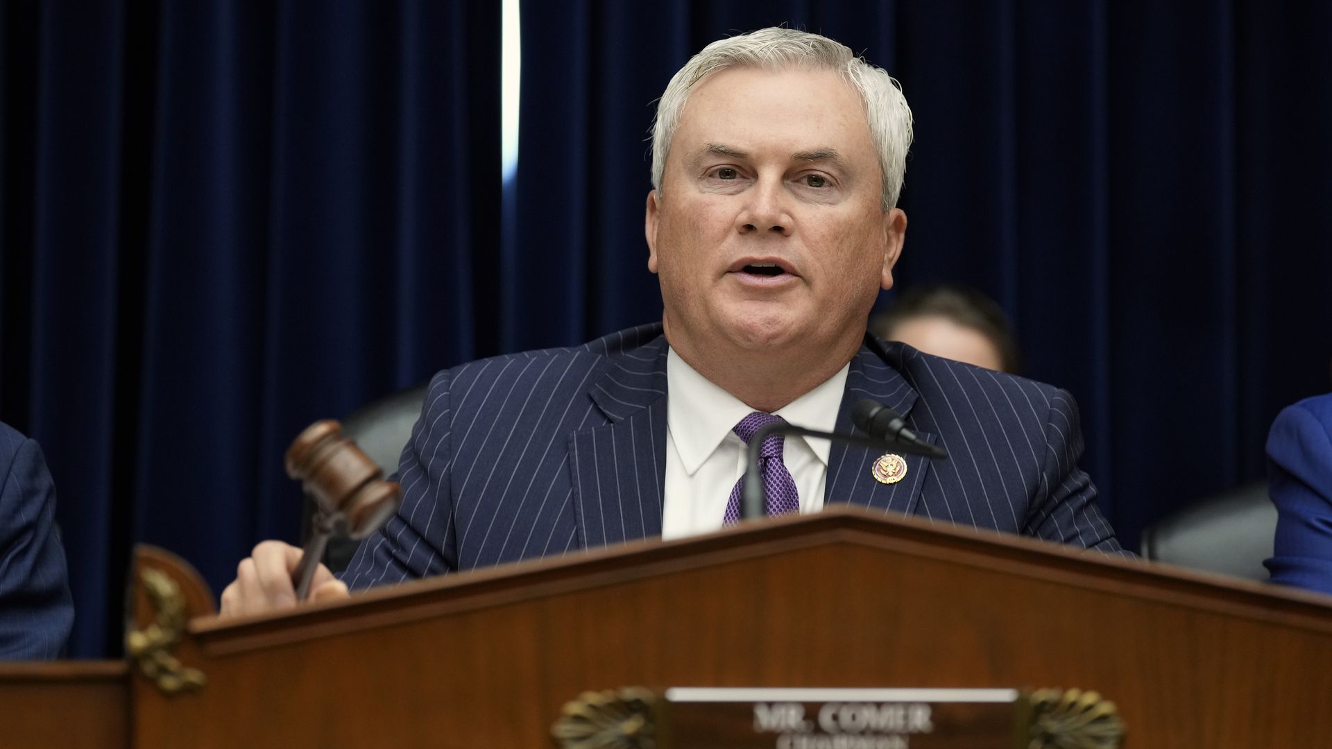 Chairman of the House Oversight Committee James Comer (R-KY) presides over a Committee hearing titled “The Basis for an Impeachment Inquiry of President Joseph R. Biden, Jr.” on Capitol Hill on September 28, 2023 in Washington, DC.