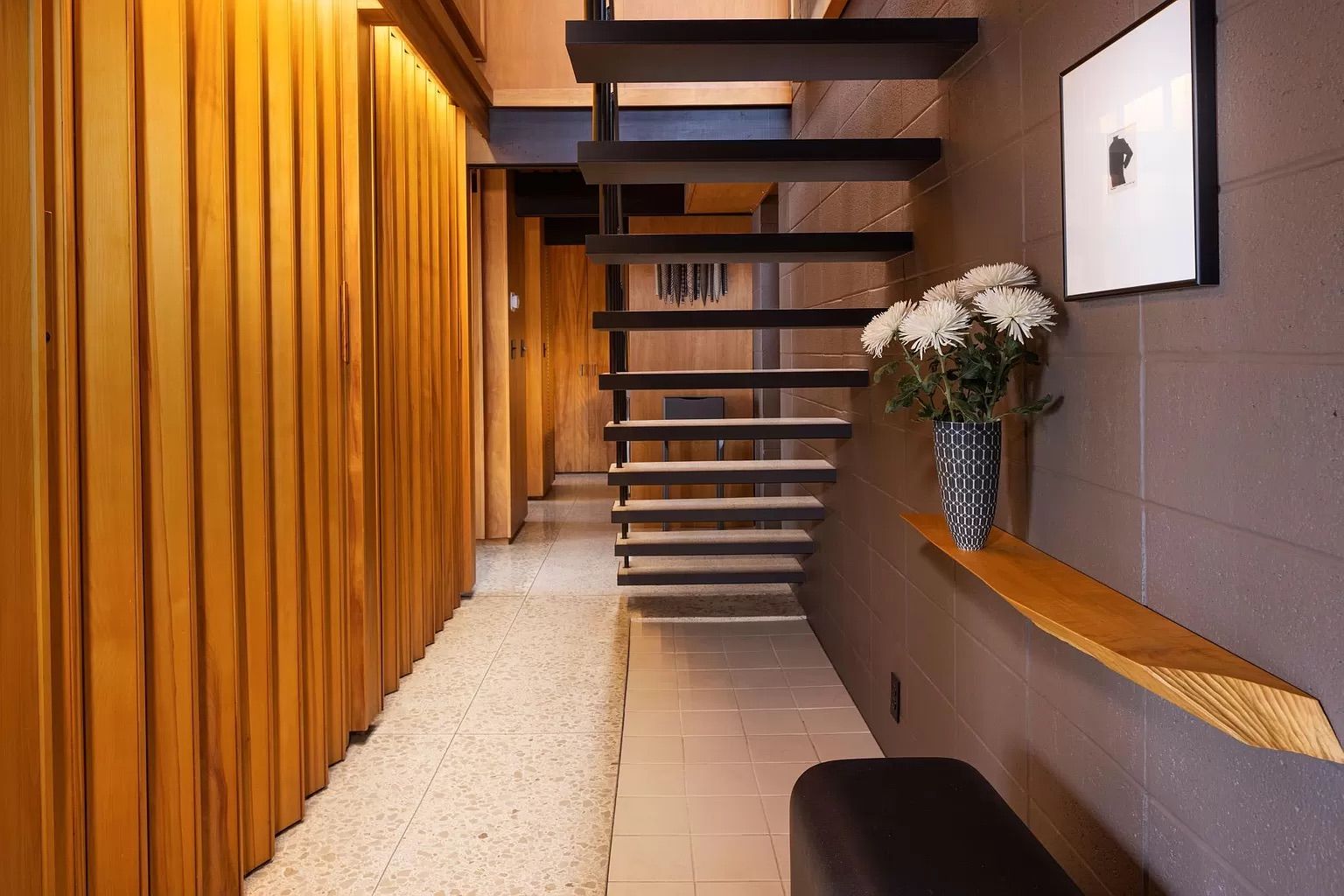 A floating staircase.