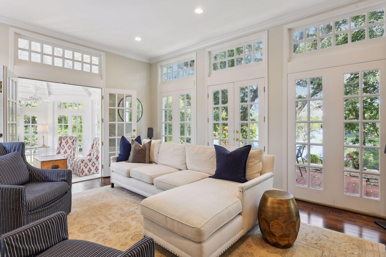 sitting area with window walls