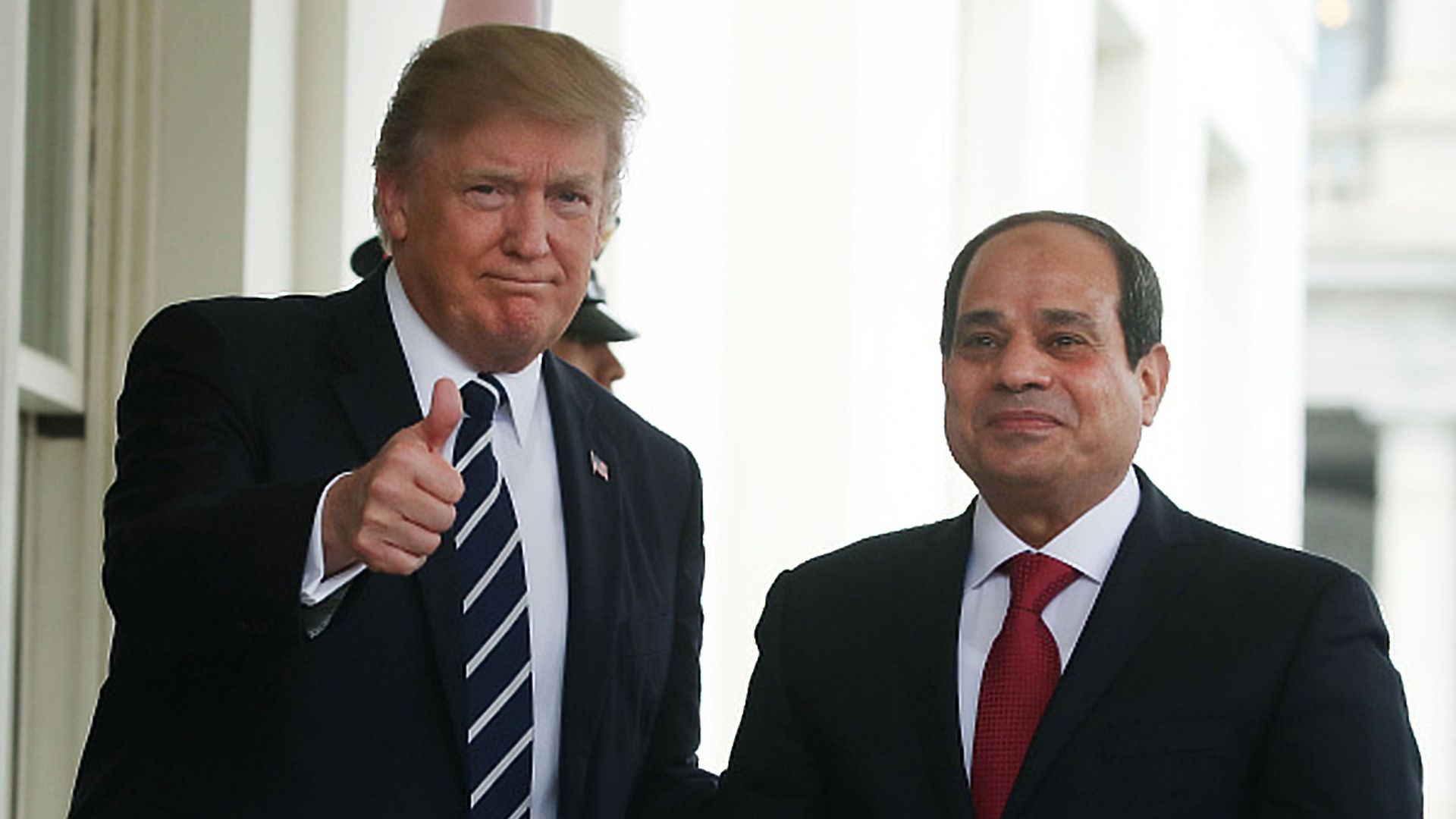 President Trump called Abdel Fattah el-Sisi a "great president" during their meeting on Tuesday.