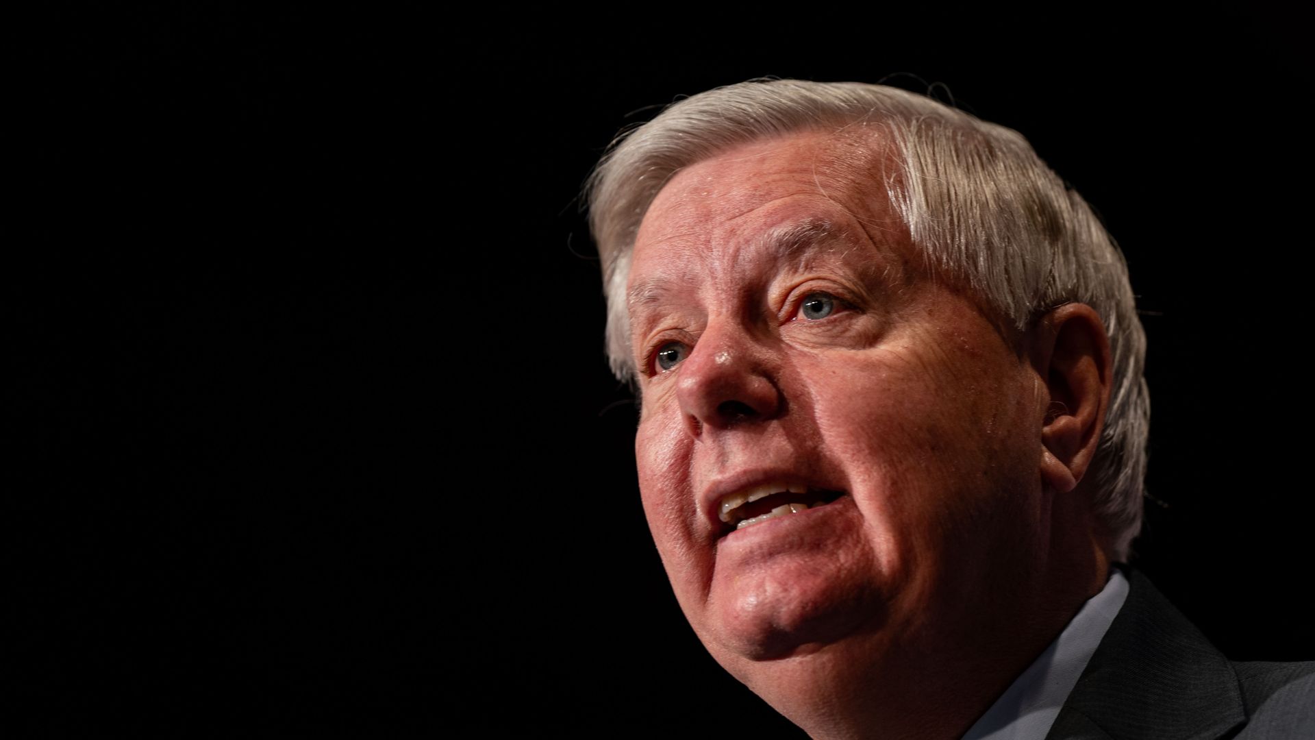 Sen. Lindsey Graham (R-SC) and Sen. John Thune (R-SD) speak during a news conference on border security on January 17, 2024 in Washington, DC. Sen. Graham highlighted what he calls the Biden Administration's "abuse of the immigration parole system." (Photo by Kent Nishimura/Getty Images)