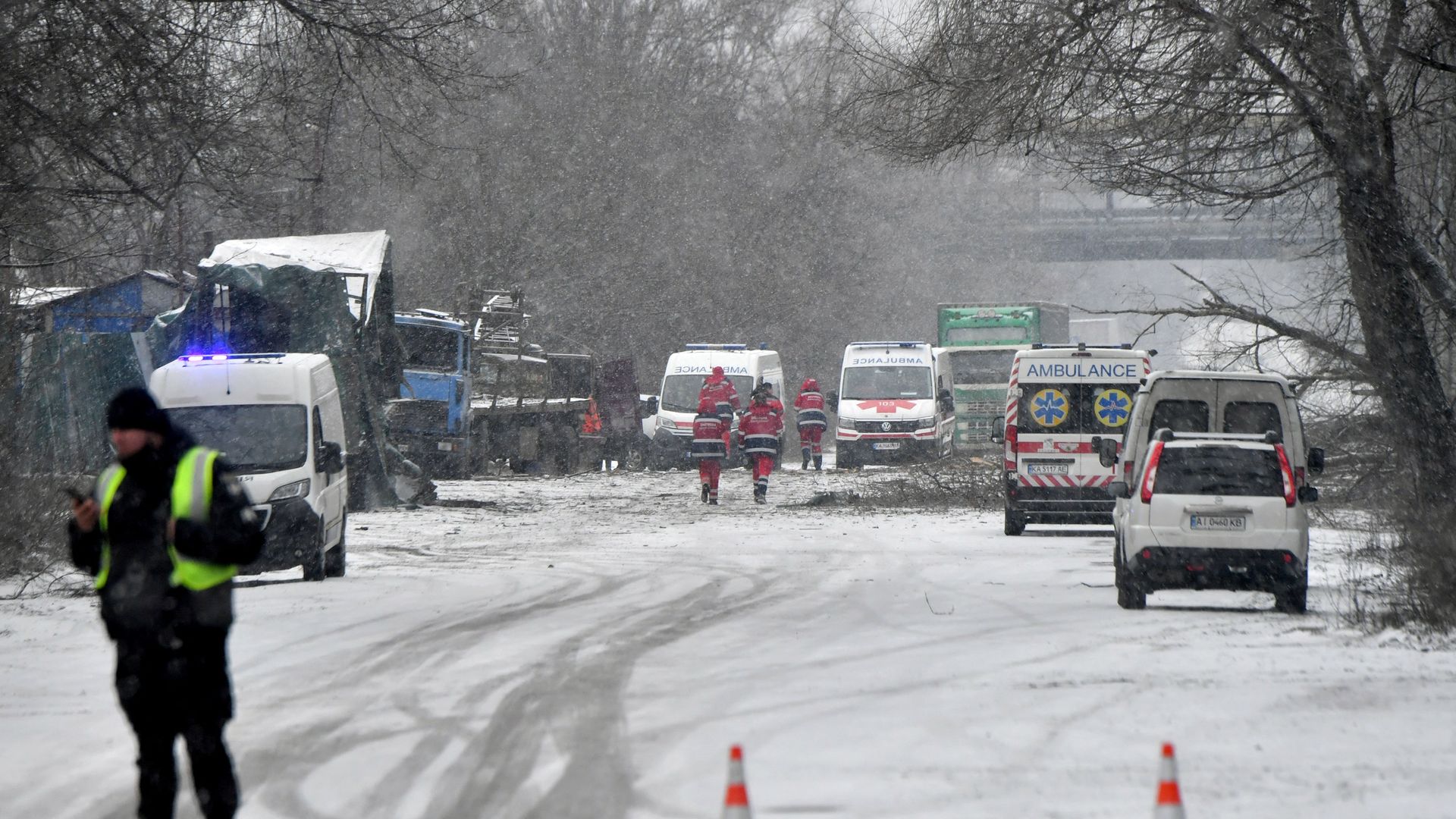 Rescuers at work after Russian missile strikes Kyiv