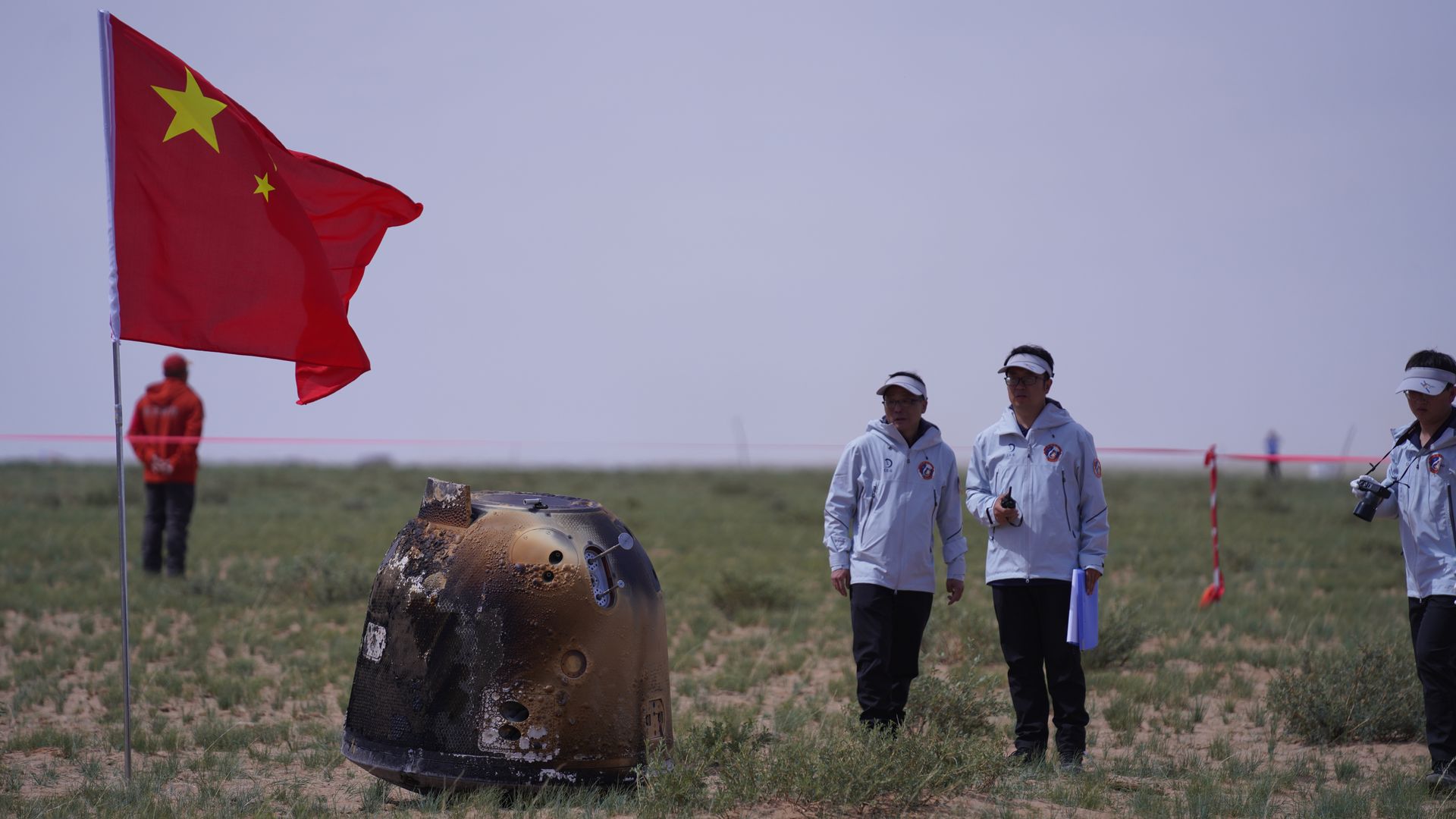 The return capsule of the Chang'e-6 probe on June 25 near Ulanqab City, Inner Mongolia, China.