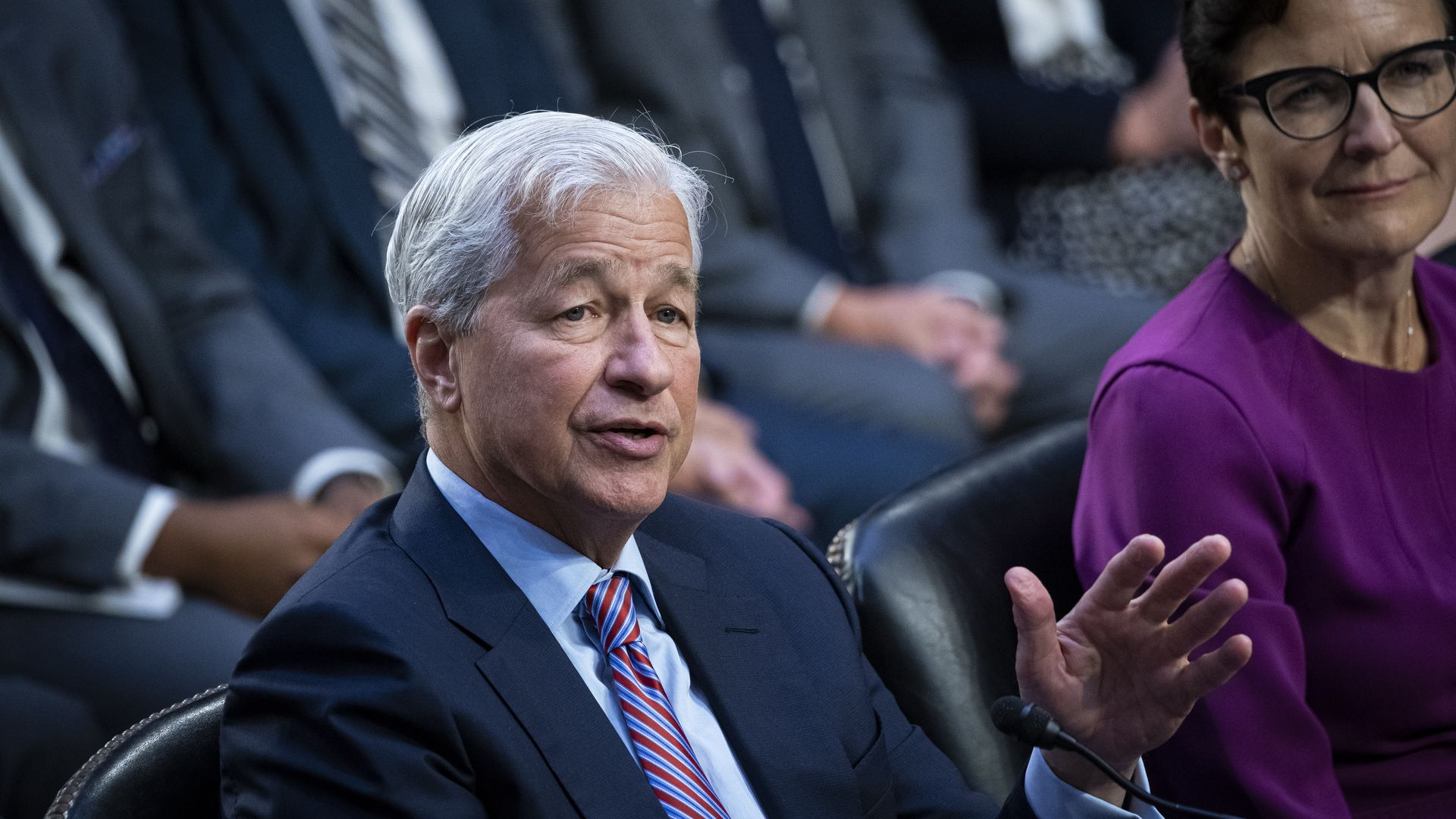 Jamie Dimon sits during a congressional hearing in Washington, D.C. 
