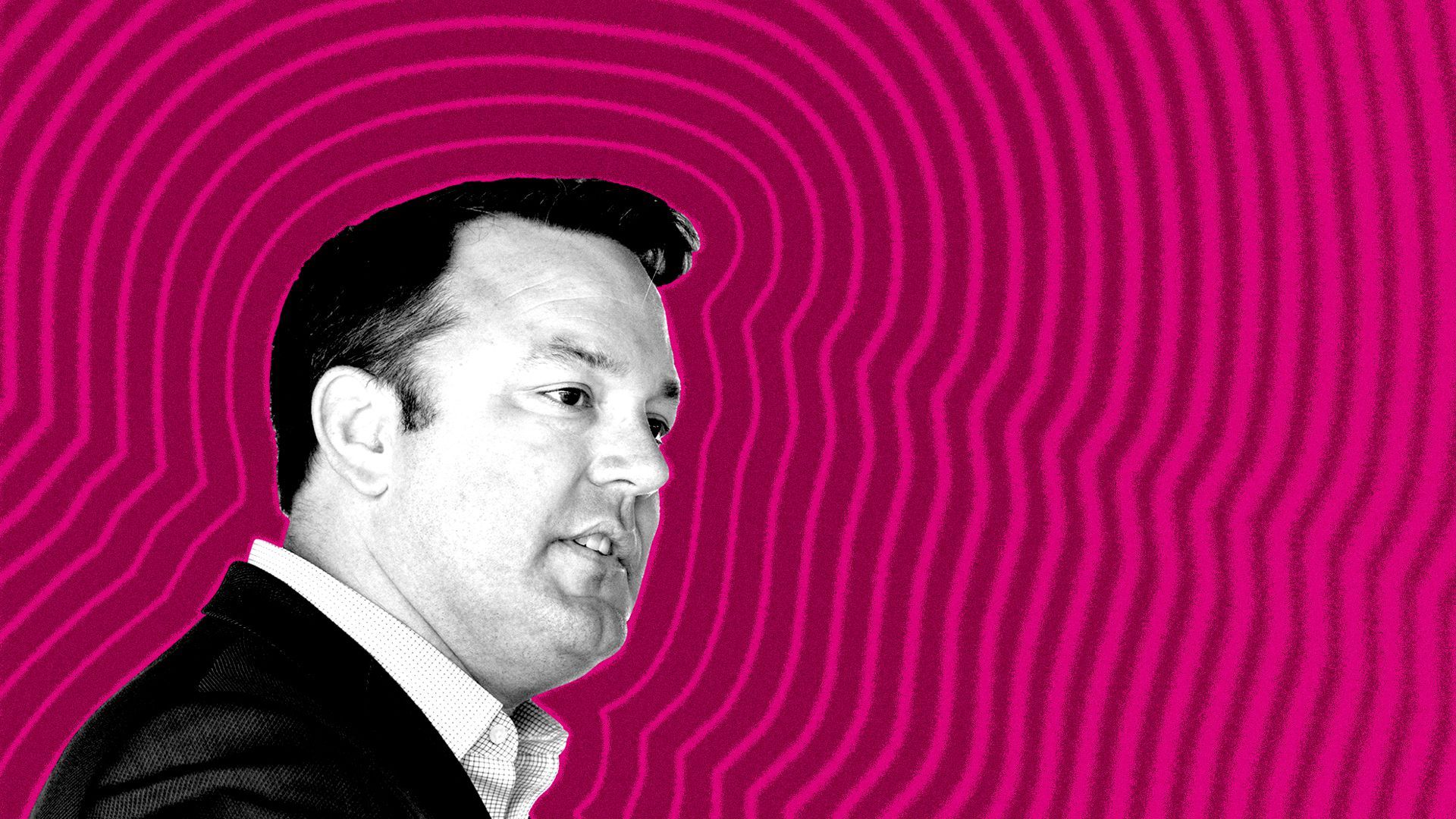 Photo illustration of Georgia Lt. Governor Burt Jones with lines radiating from him. 