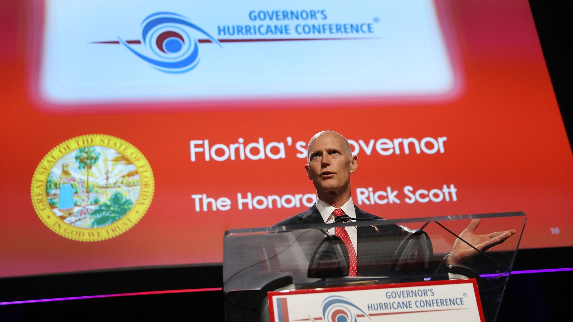 Florida Governor Rick Scott speaks during the Governor's Hurricane Conference