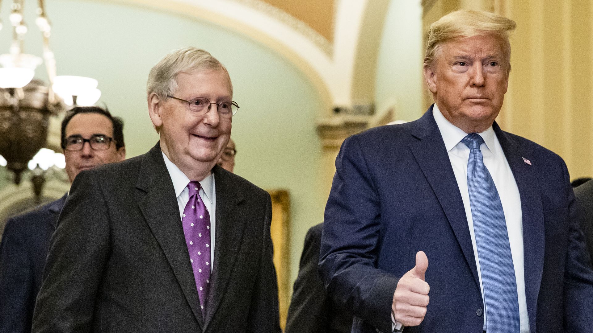 President Donald Trump arrives at the US Capitol to attend the Republicans weekly policy luncheon on March 10, 2020 in Washington, DC. 