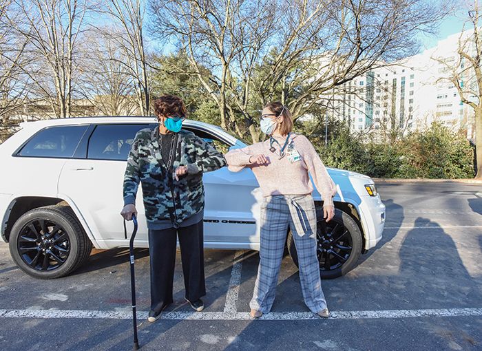 Dorothy Counts and Katie Passaretti on vaccination day