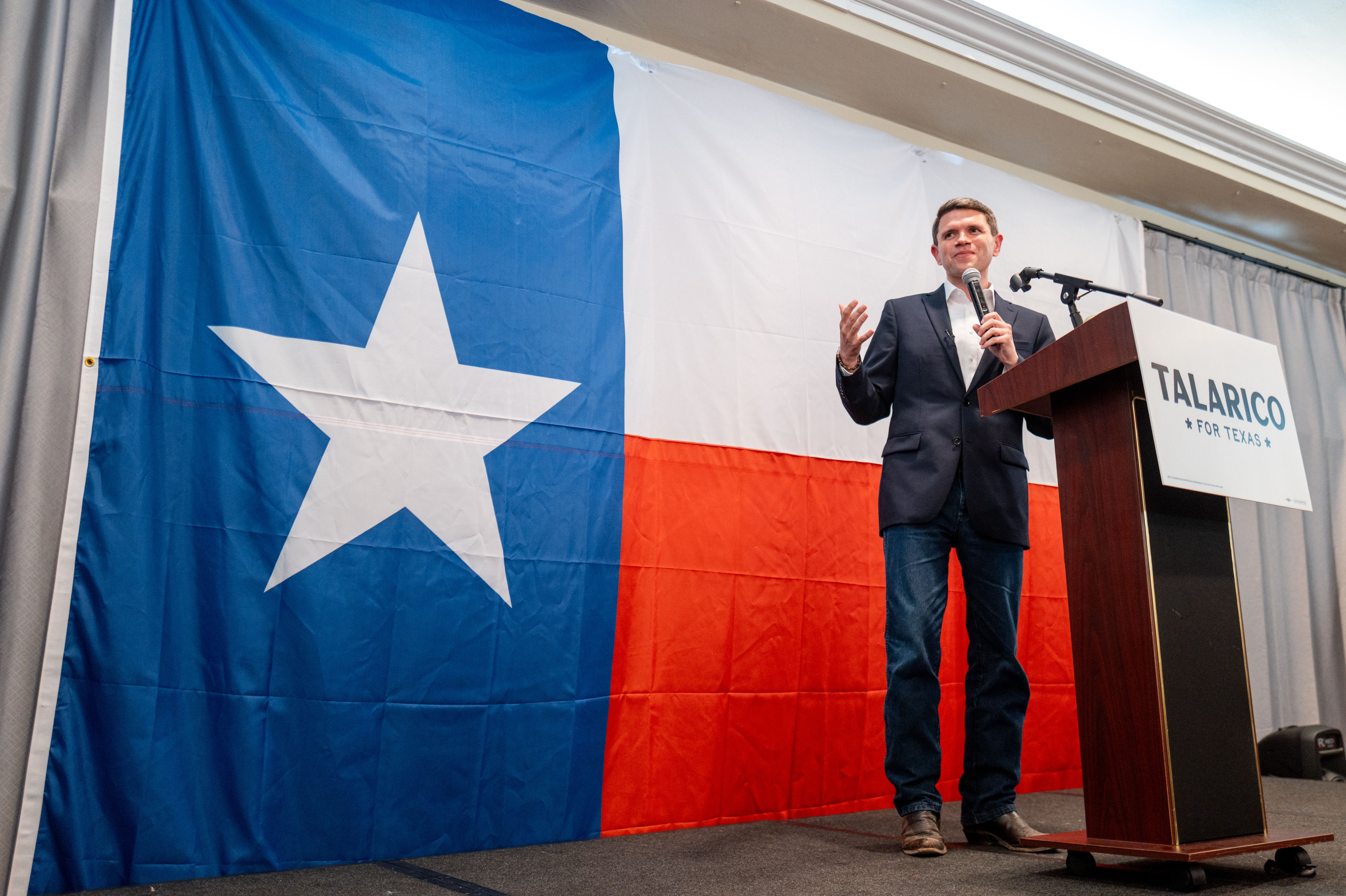 Democratic Senate candidate James Talarico speaks at a campaign rally in Laredo, Texas, last month.