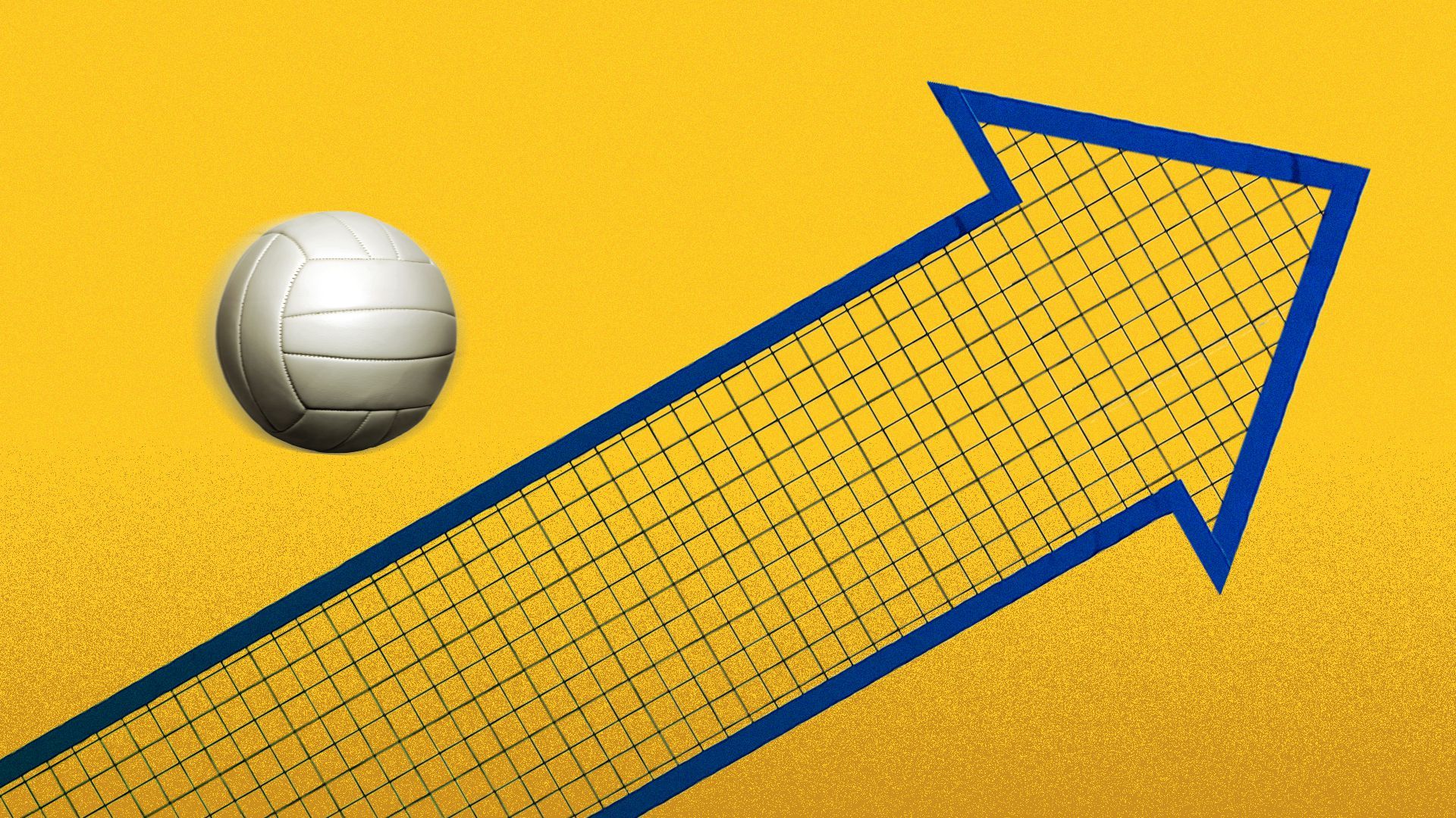 Illustration of a volleyball net in the shape of an upward arrow.
