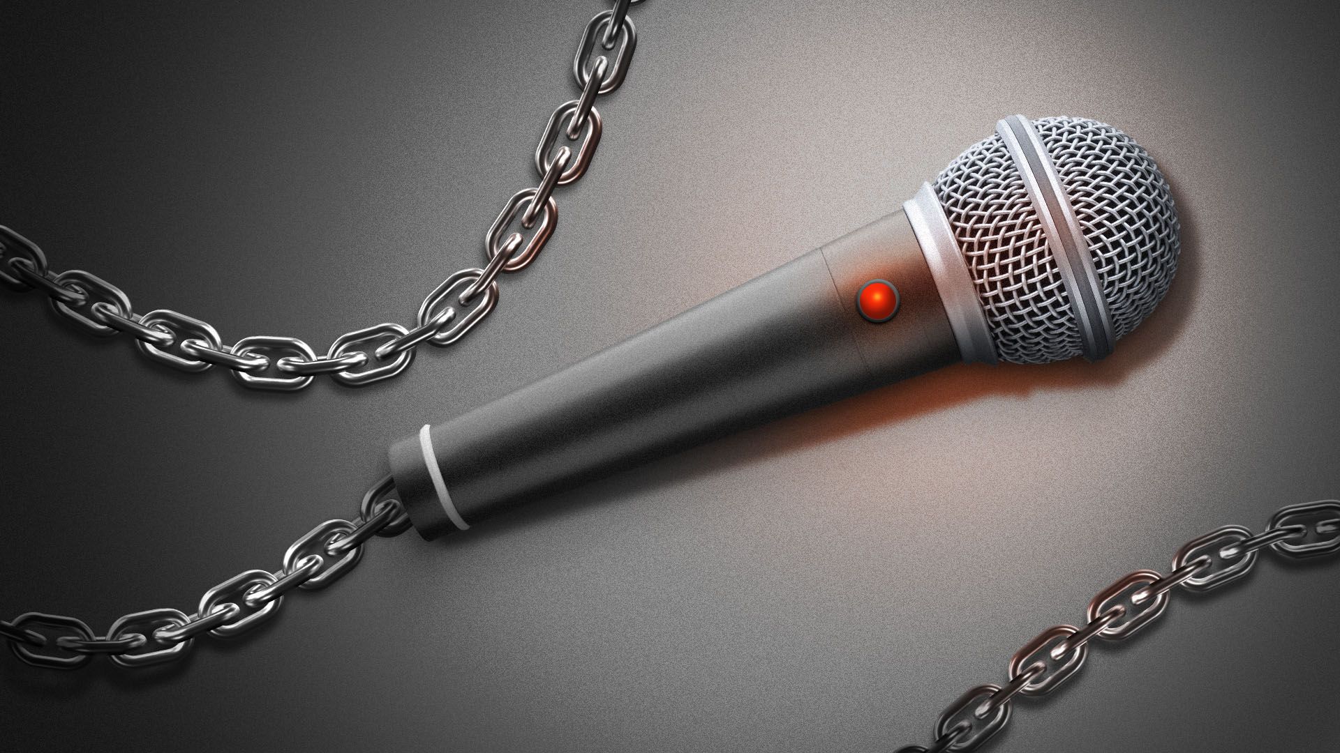 Illustration of a microphone with a chain for a chord 