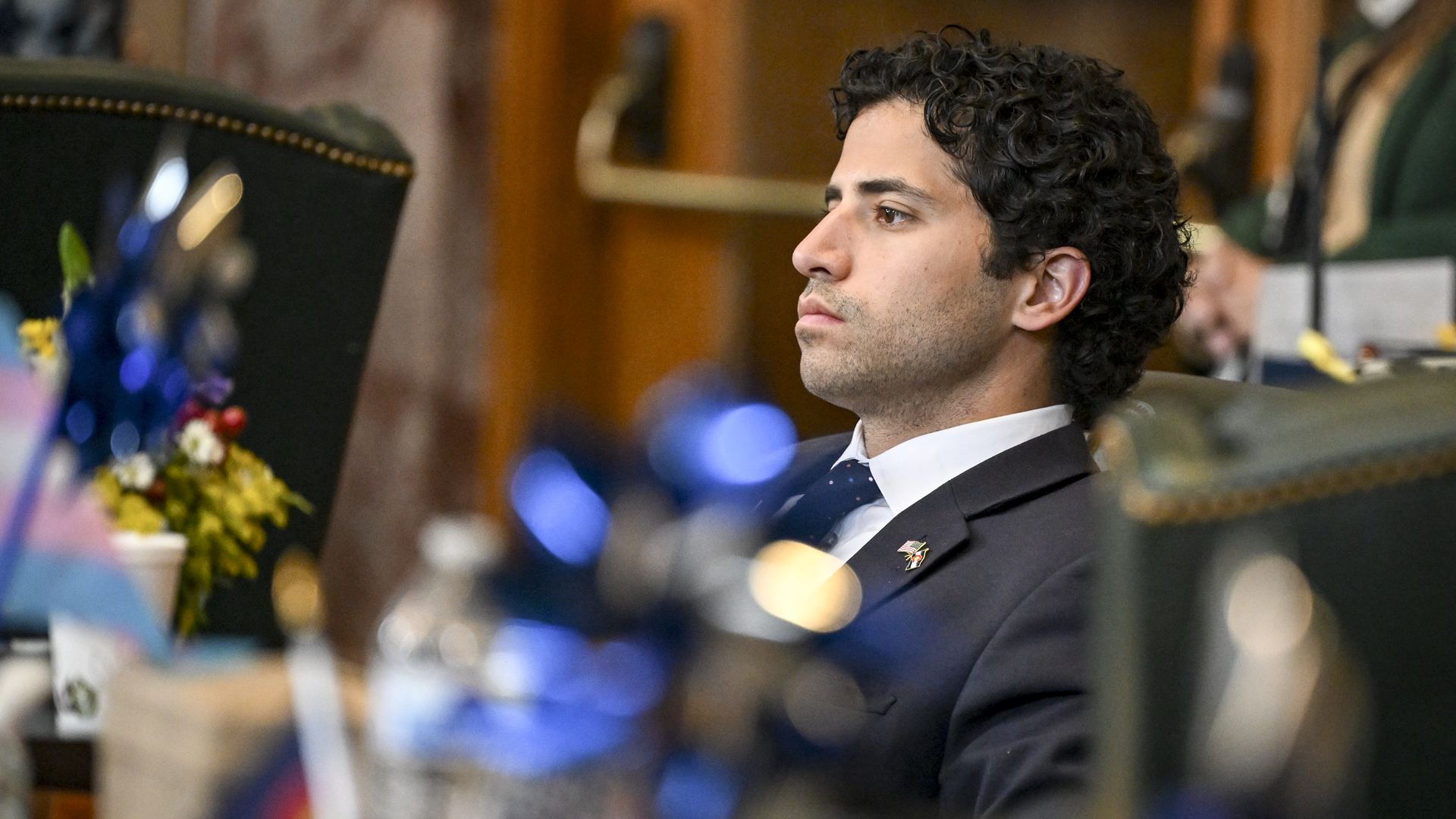 State Rep. Manny Rutinel listens to a speaker in the House on April 23, 2025. Photo: AAron Ontiveroz/The Denver Post via Getty Images