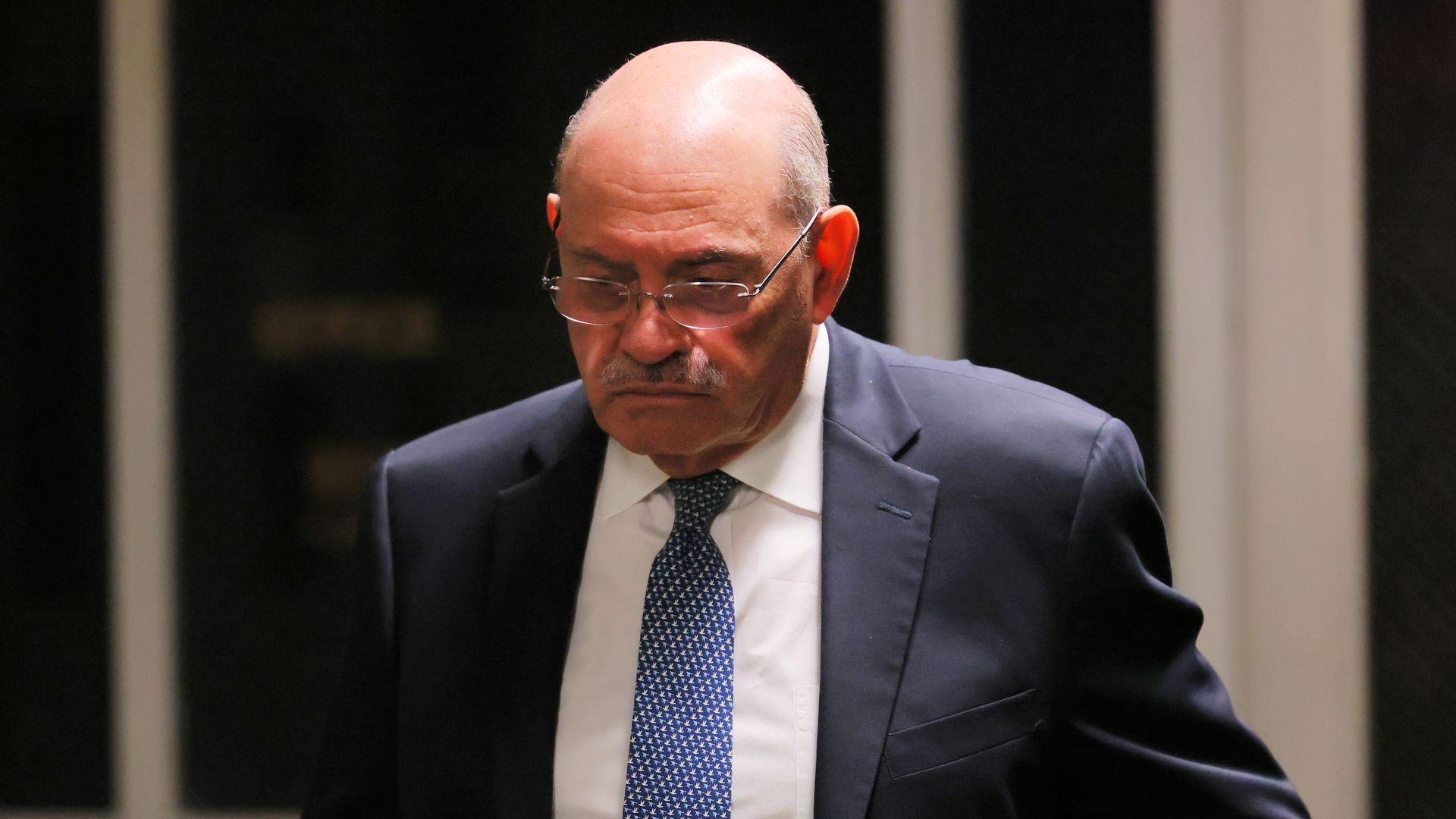 Former CFO Allen Weisselberg leaves the courtroom for a lunch recess during a trial at the New York Supreme Court.