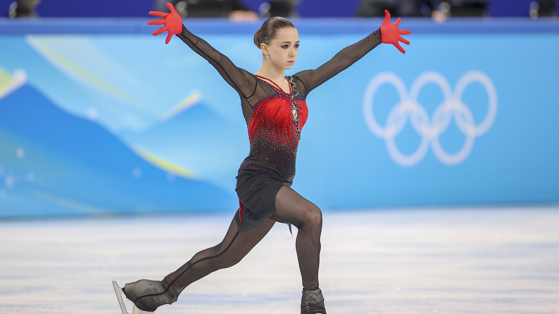 Kamila Valieva performing during the Beijing 2022 Winter Olympic Games.