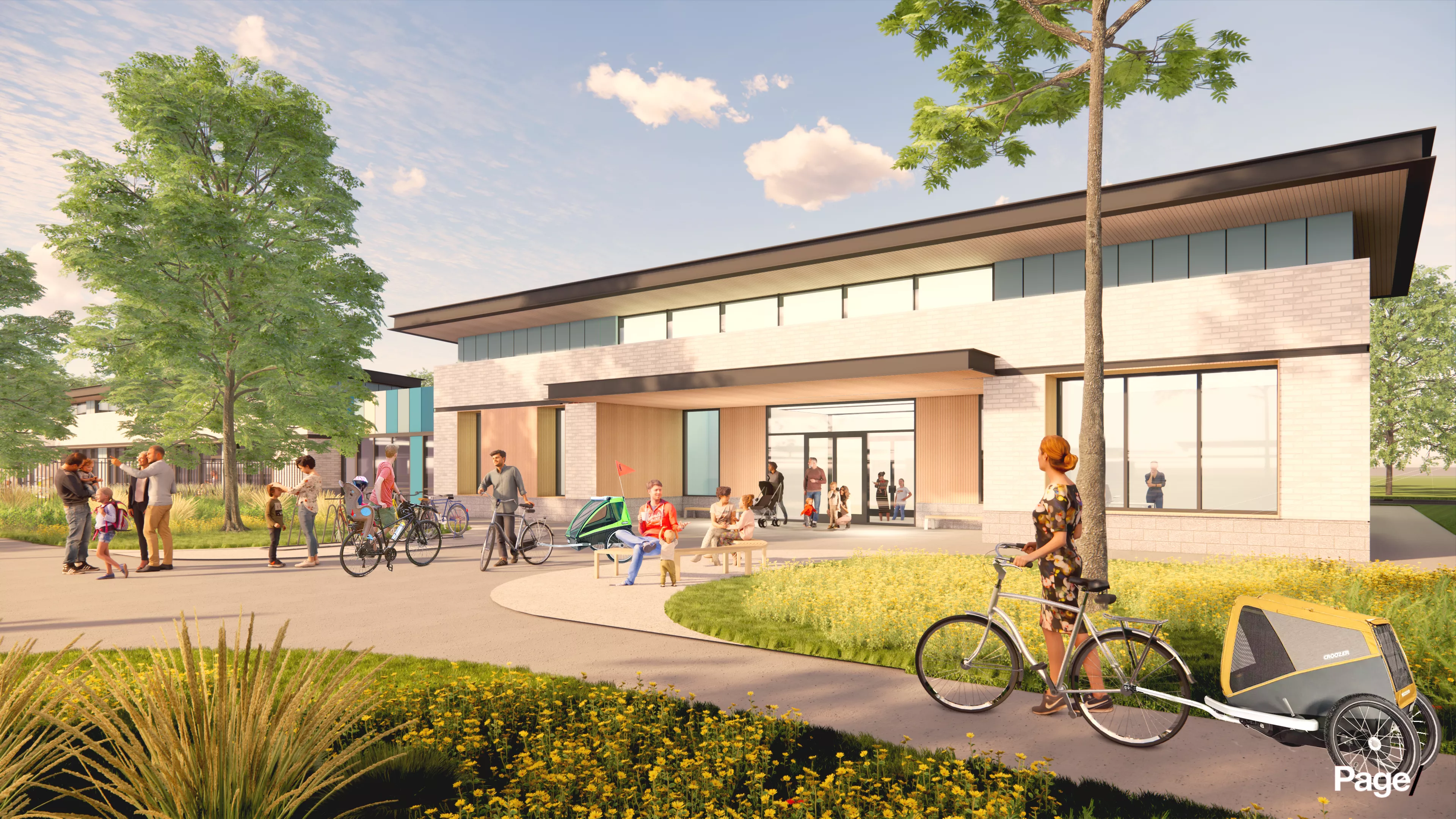 A rendering of the child care center at Walmart's new HQ