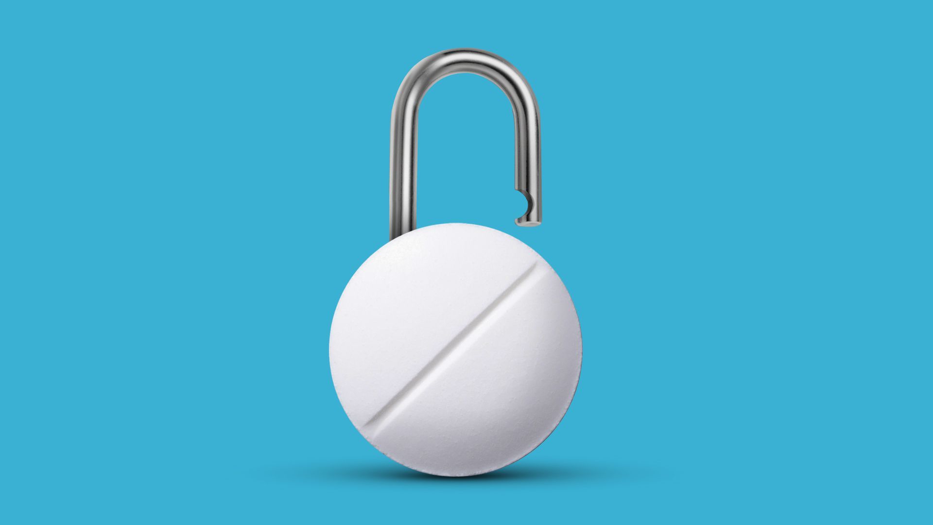 Illustration of a pill with an unlocked padlock top