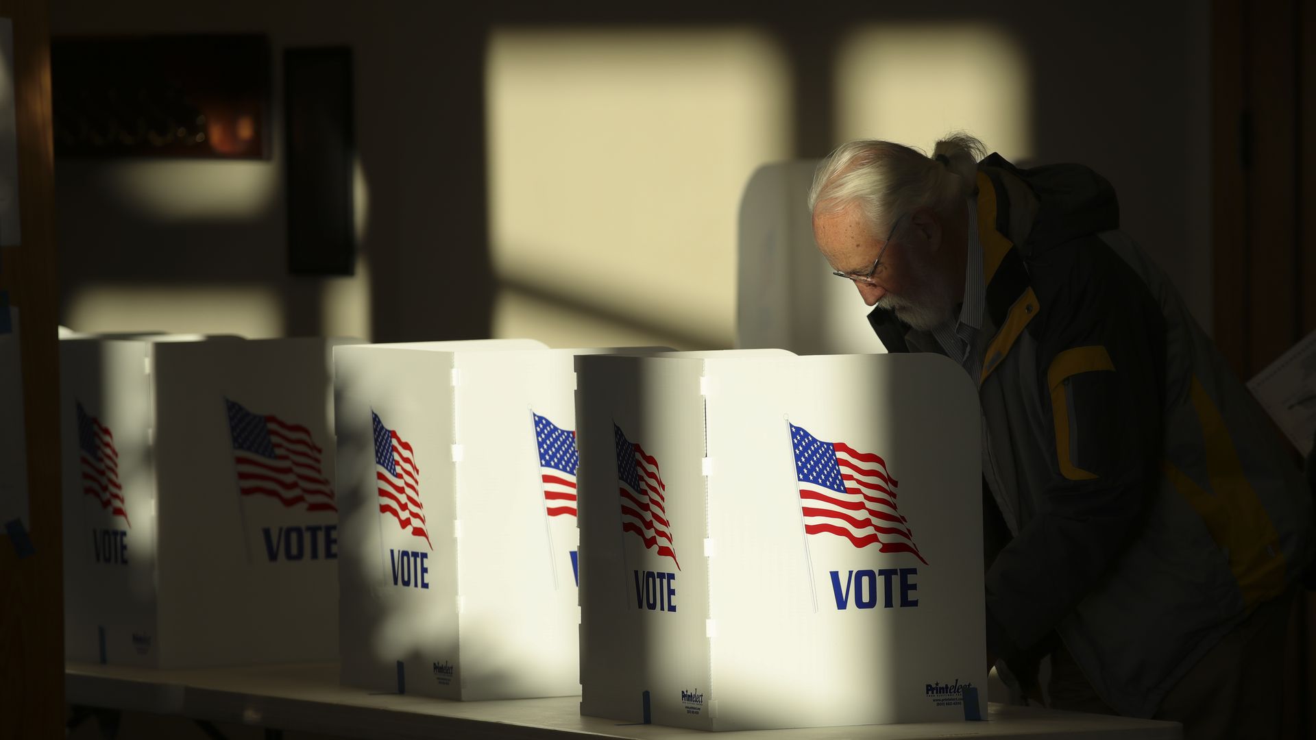 A voter casts his ballot in Mississippi.