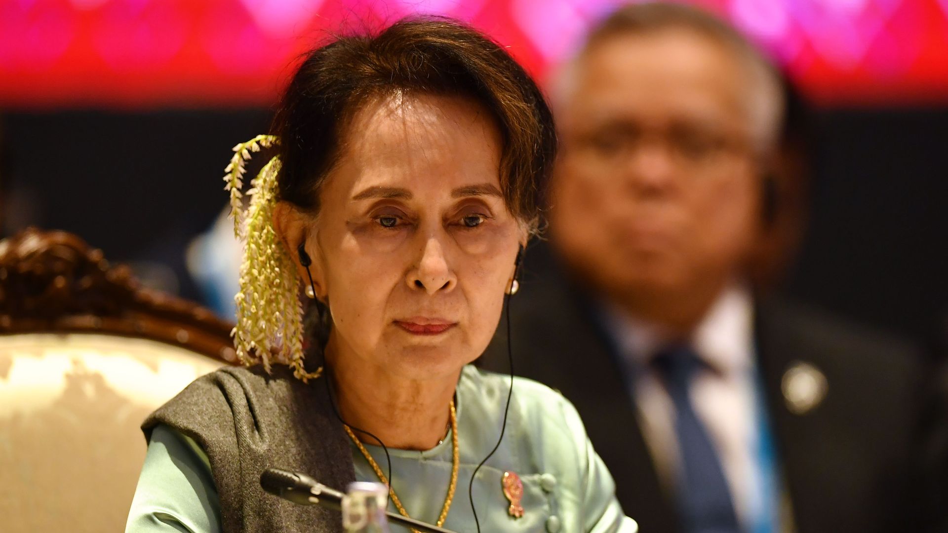 Myanmar's State Counsellor Aung San Suu Kyi attends the 22nd ASEAN-Japan Summit in Bangkok on November 4, 2019, on the sidelines of the ASEAN Summit. 