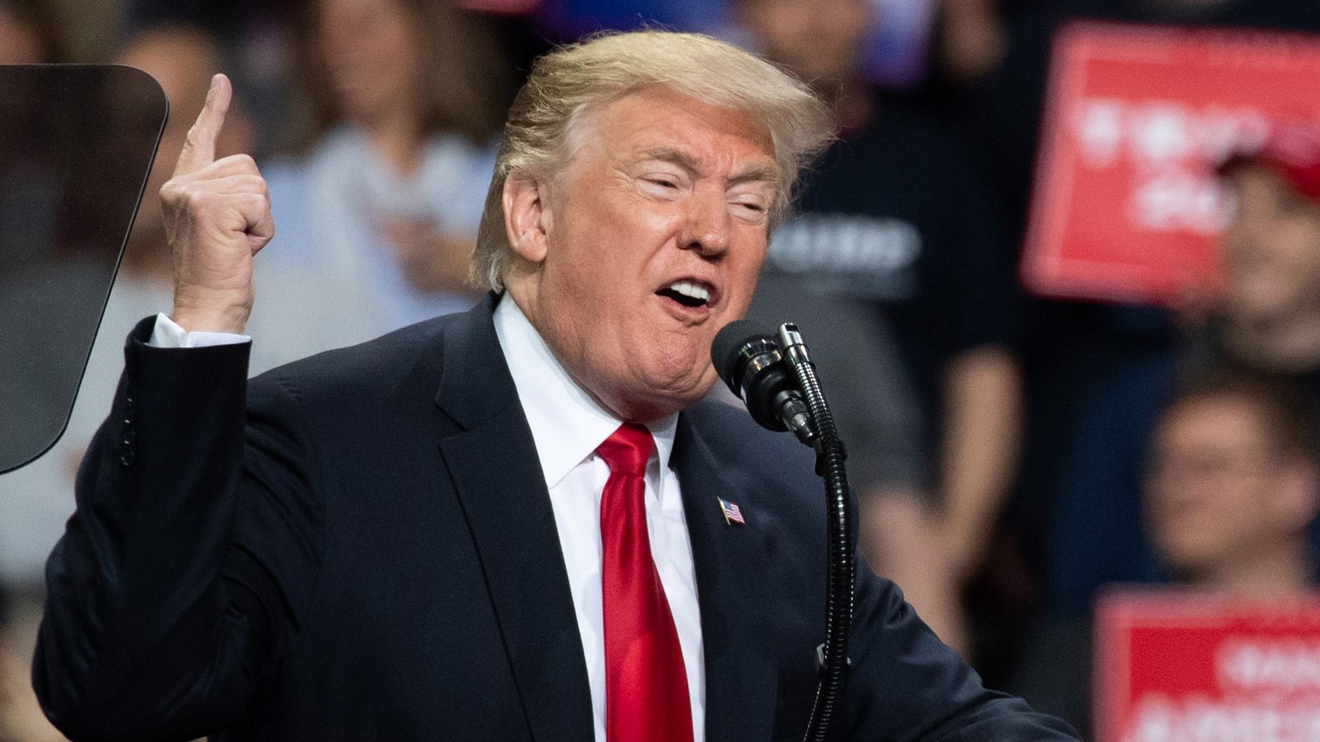 President Trump speaks at a Make America Great Again rally in Green Bay, Wisconsin, Saturday.