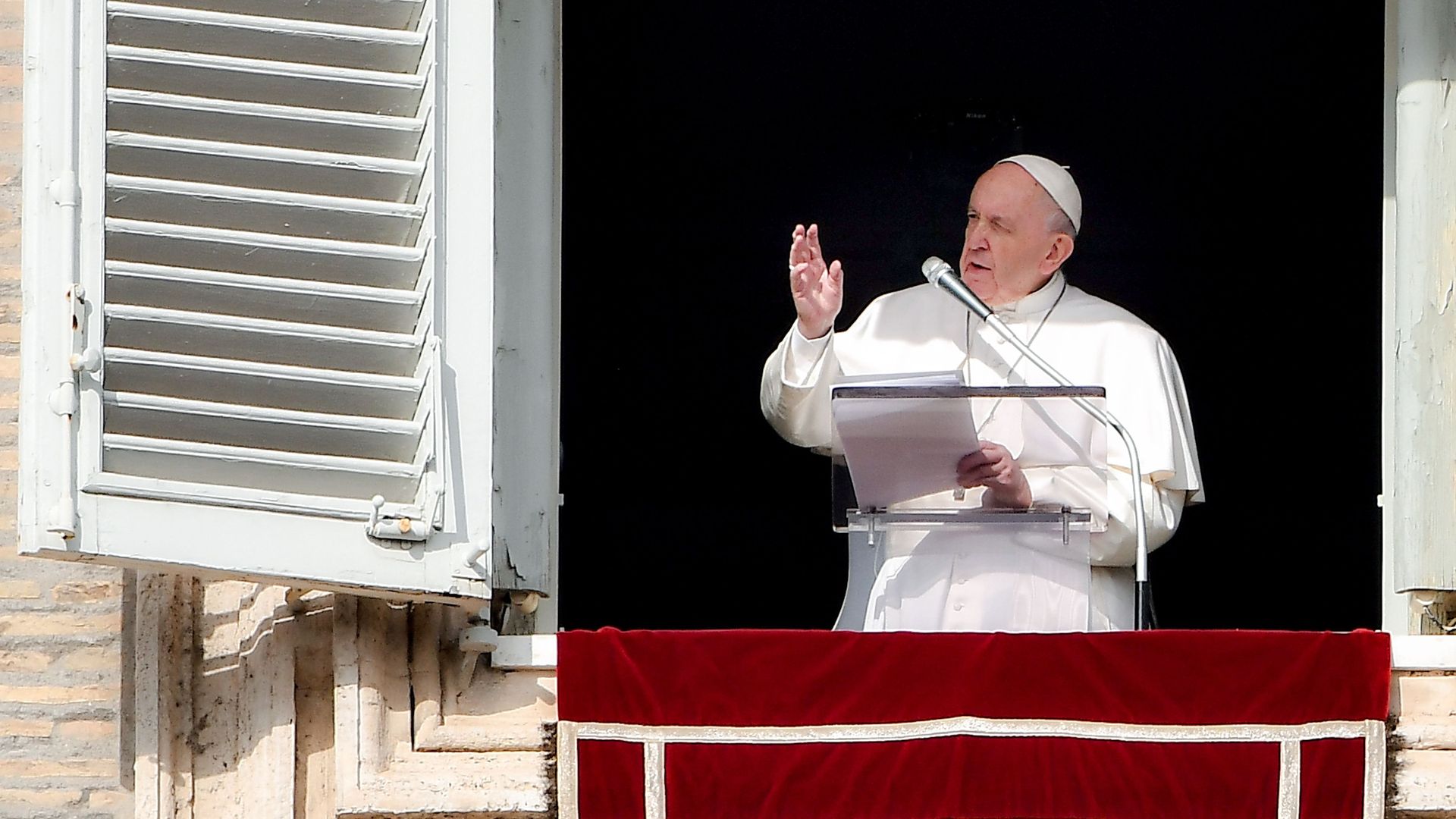 Pope Francis during the weekly Angelus prayer