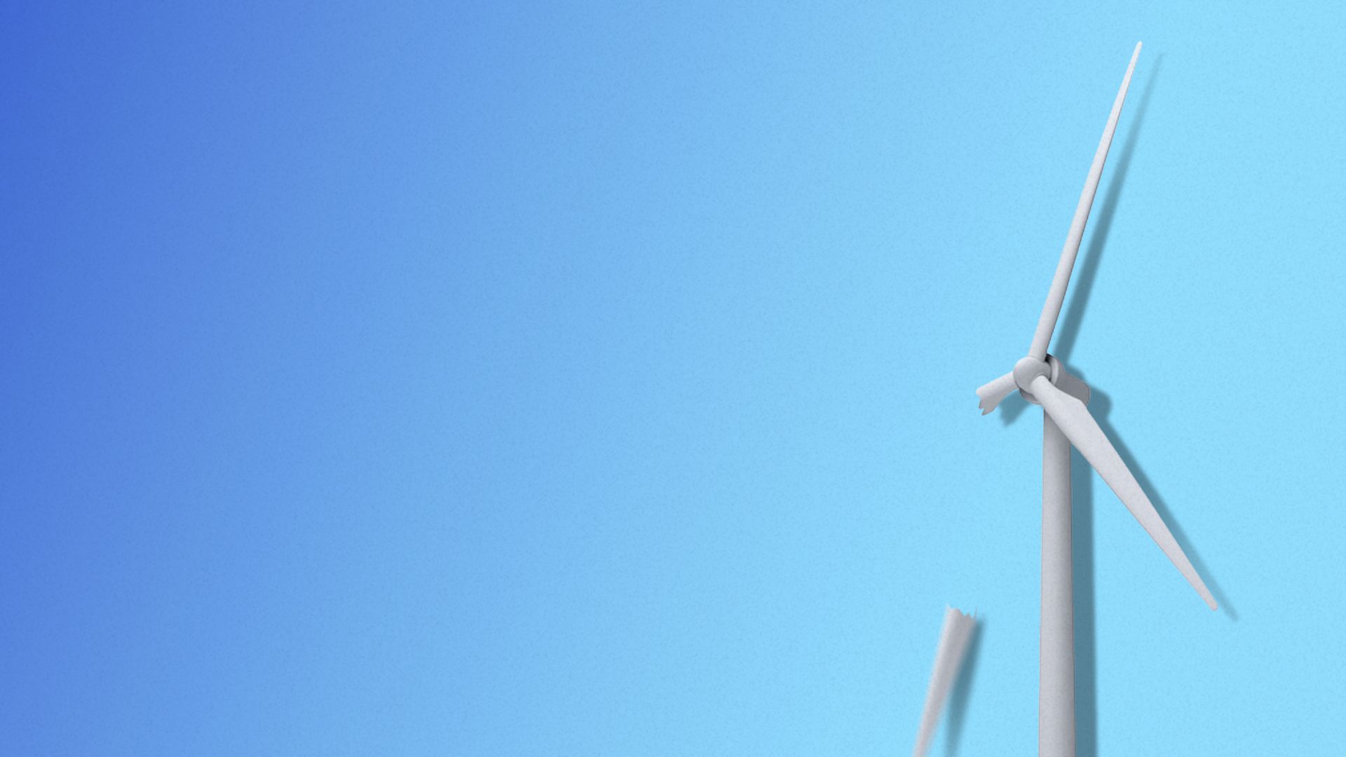 Illustration of a wind turbine with one broken blade.