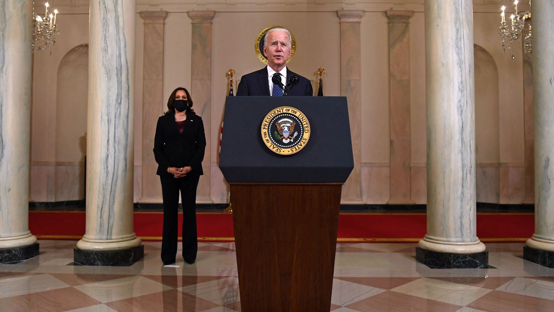 President Biden and Vice President Kamala Harris are seen addressing the nation after the Derek Chauvin verdicts.