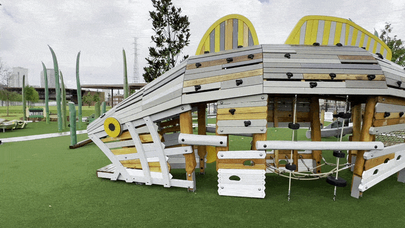 Image shows a fish playground along the Mississippi River.