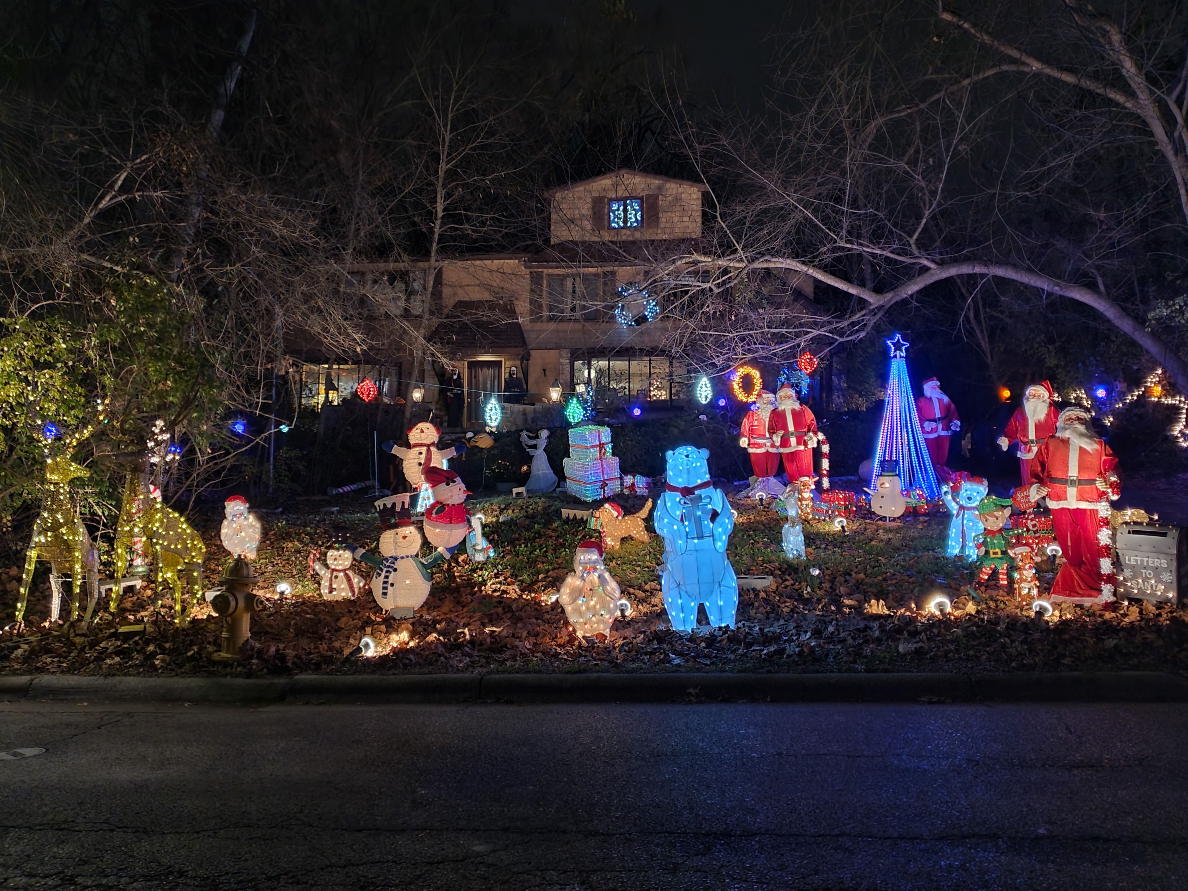 A house's holiday light display.