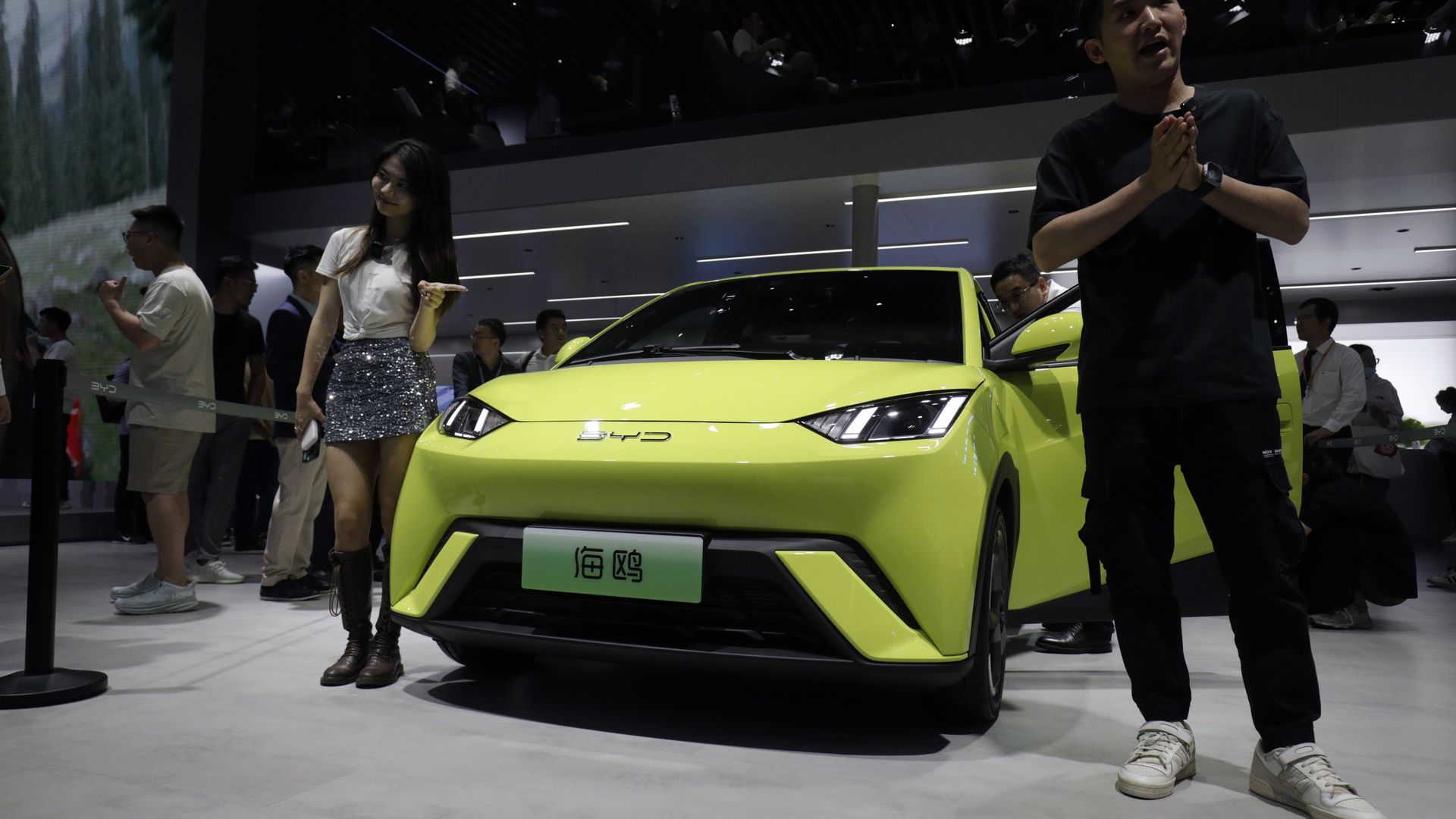 A BYD Co. Seagull electric vehicle at the Shanghai Auto Show in Shanghai, China, on Tuesday, April 18, 2023. 