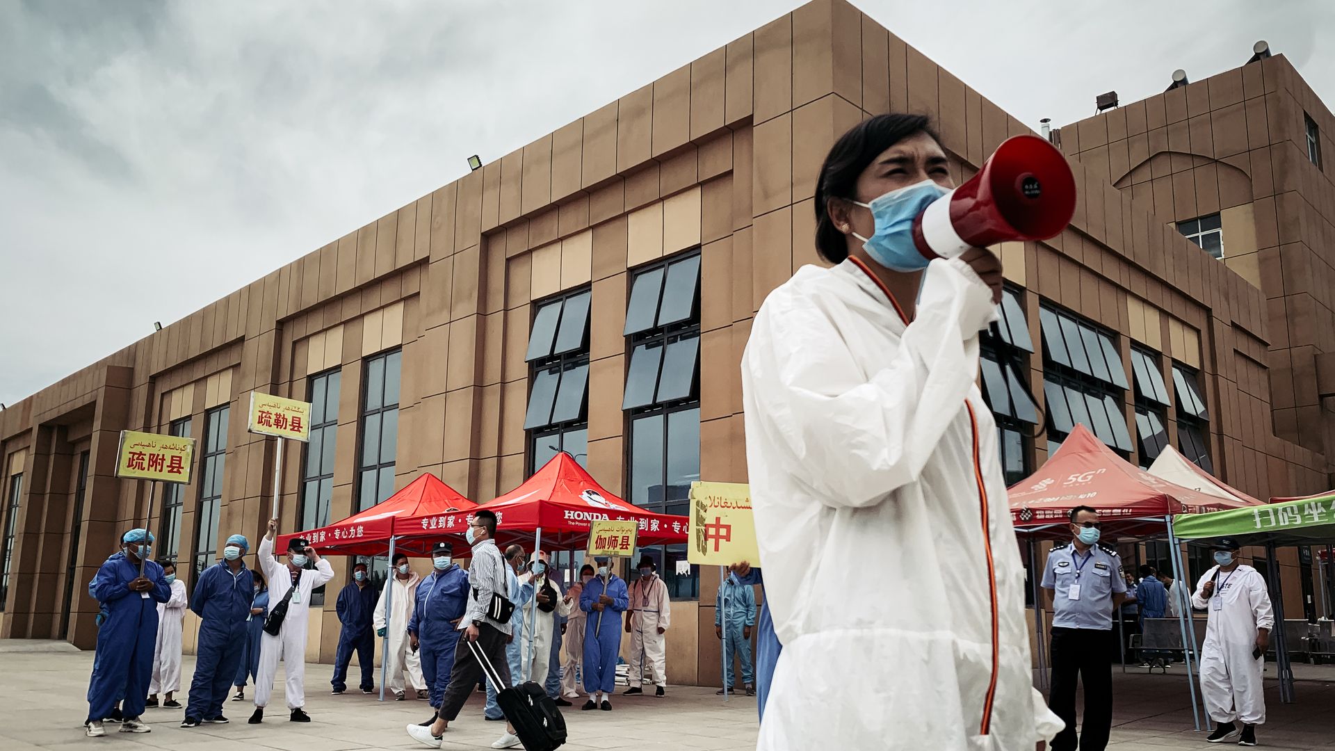 Health workers in Xinjiang