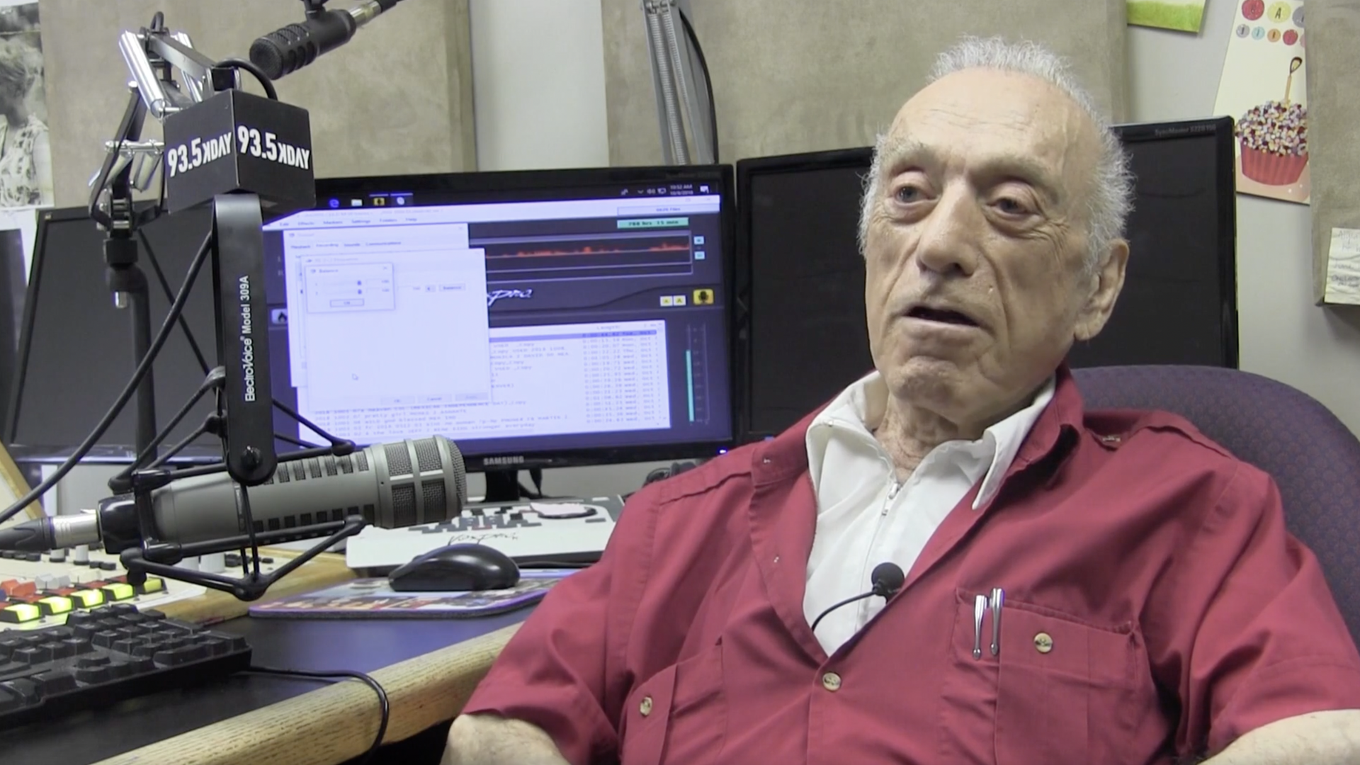 Art Laboe talks in a studio in Palm Springs