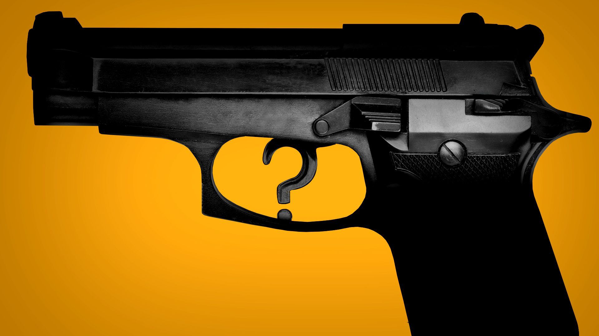 Illustration of a gun with a trigger in the shape of a question mark