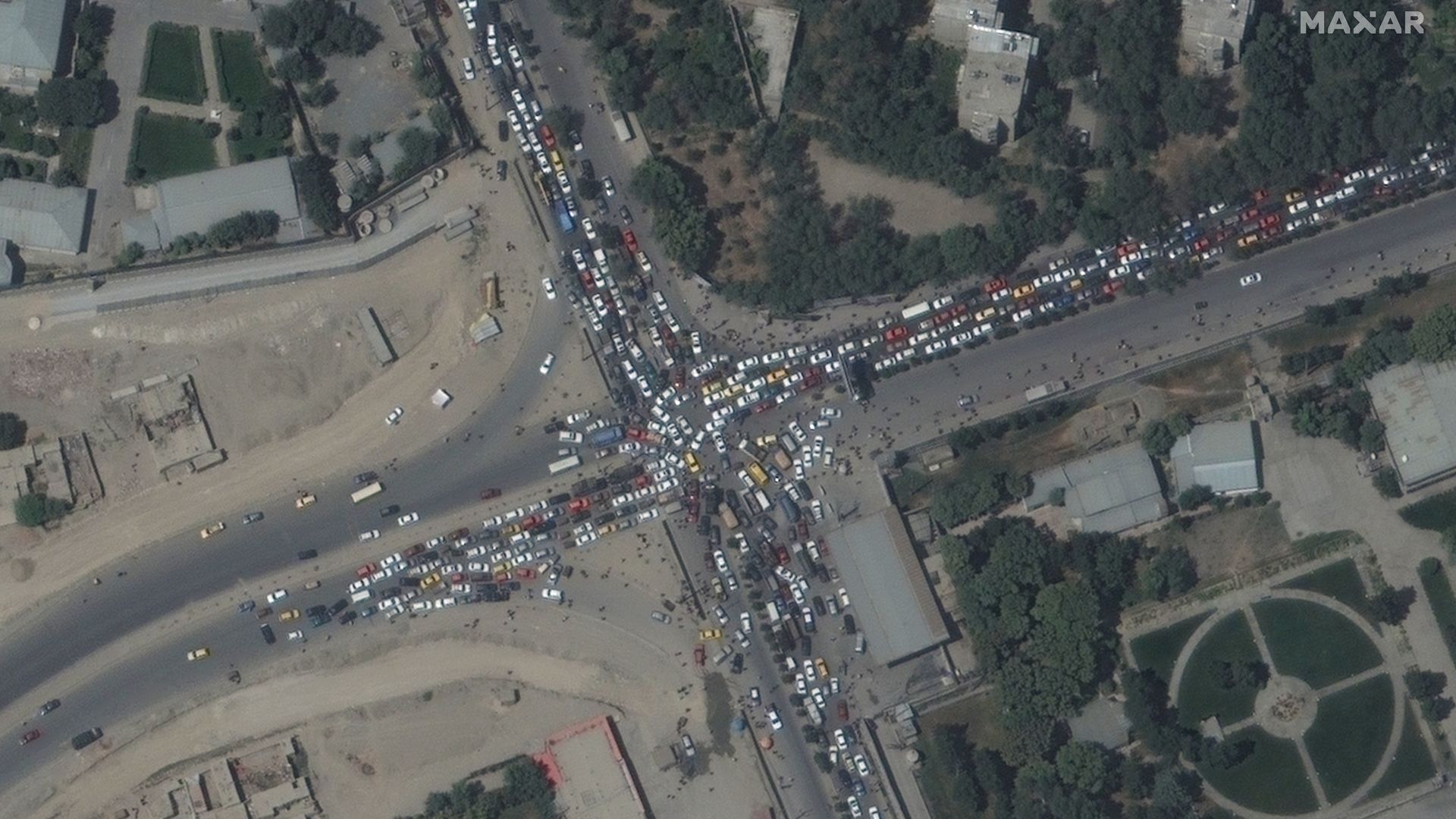  Kabul’s Hamid Karzai International Airport in Afghanistan as thousands of people converged on the tarmac and airport runways as countries attempt to evacuate personnel from the city.