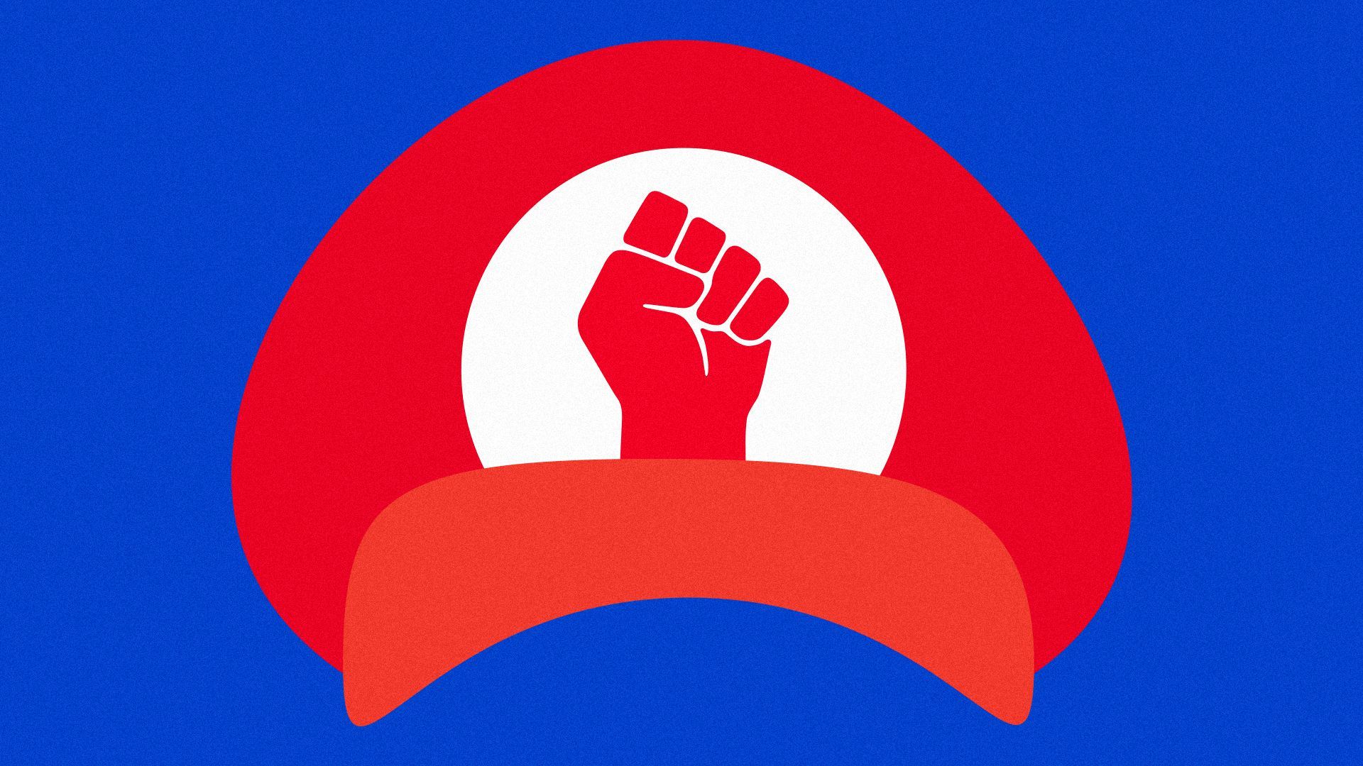 Illustration of Mario's hat with a fist instead of an "M".