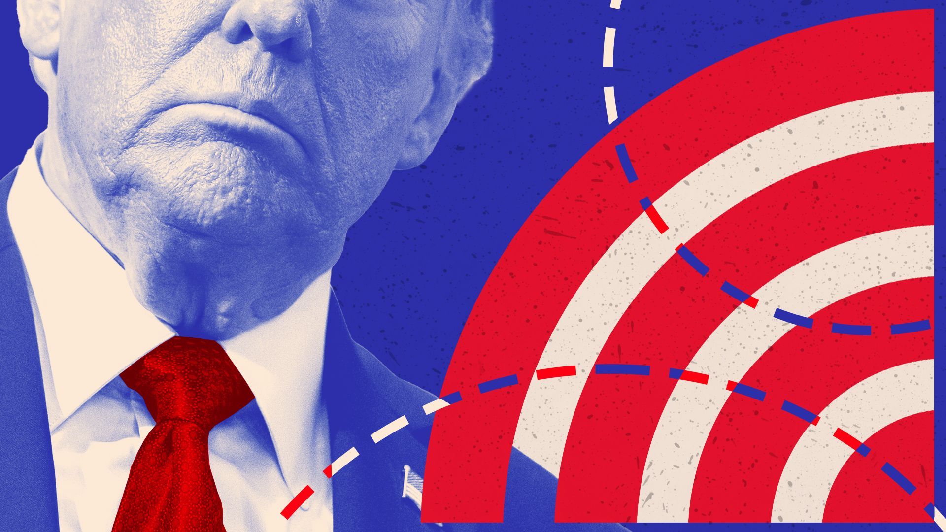 Photo illustration of President Donald Trump with a wifi connectivity symbol and various dotted lines