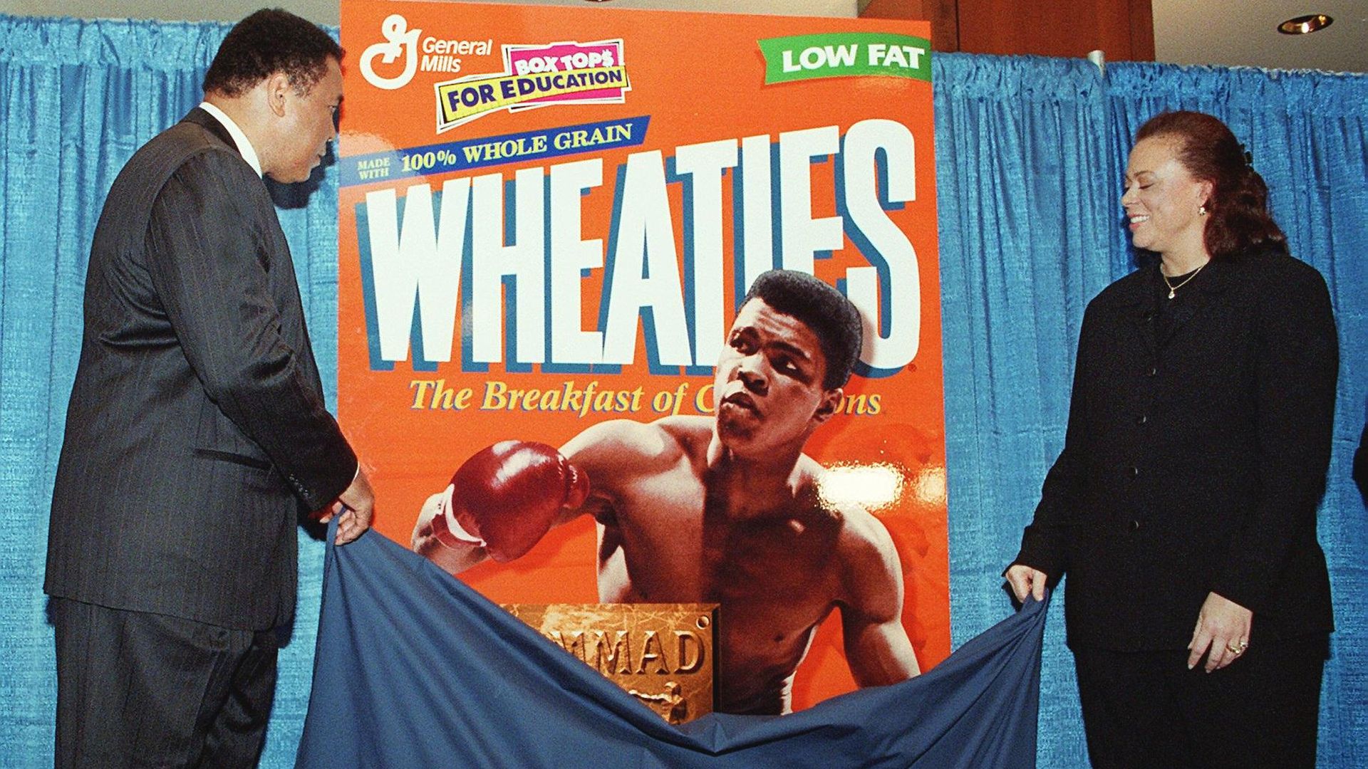 Muhammad Ali and his Wheaties box