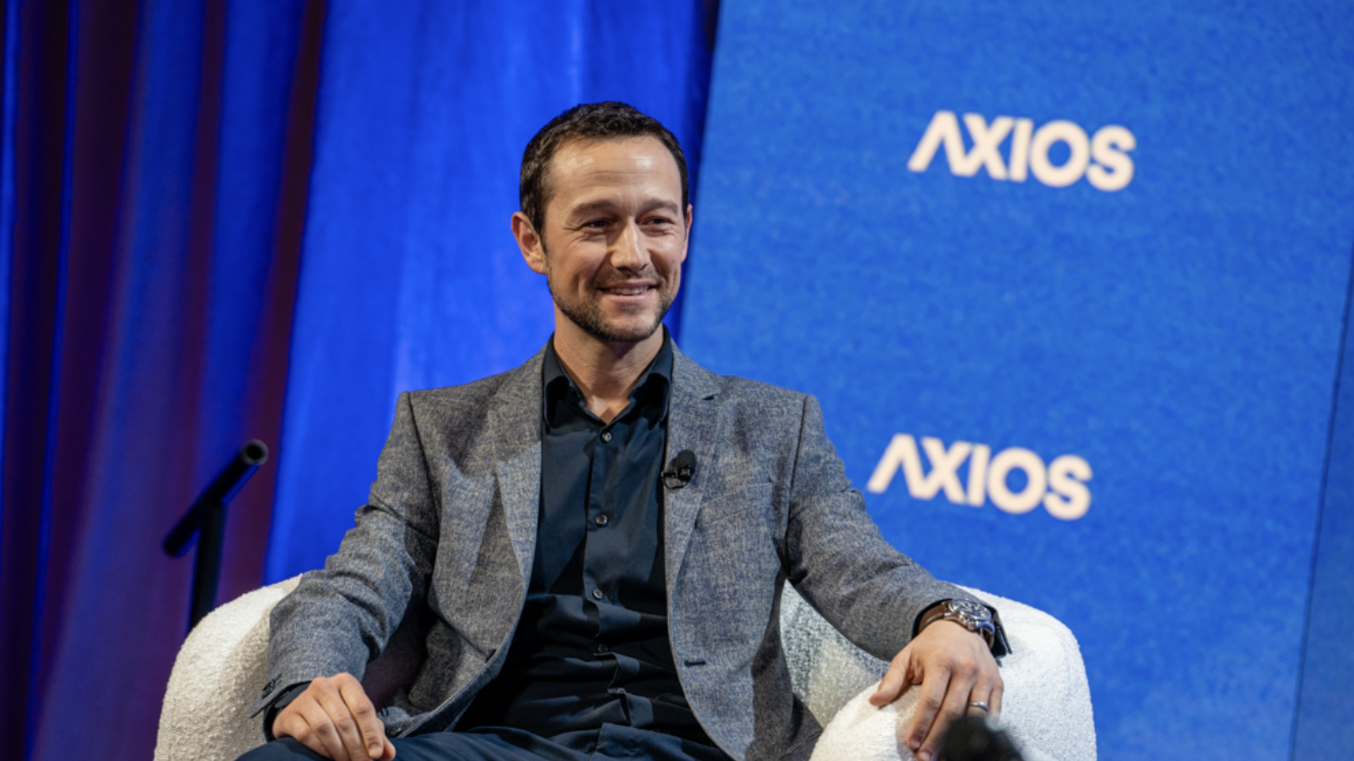 Joseph Gordon-Levitt on stage at Axios' AI+ NY Summit 2025.