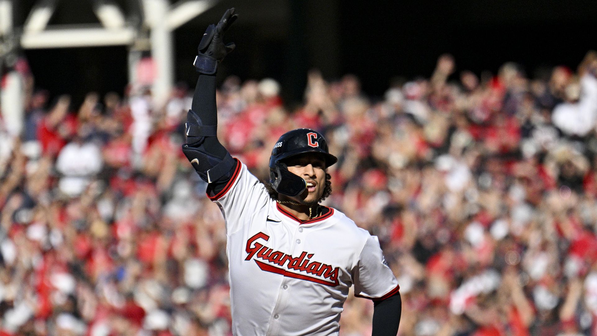 Cleveland's Bo Naylor hit a three-run home run in the bottom of the eighth. 