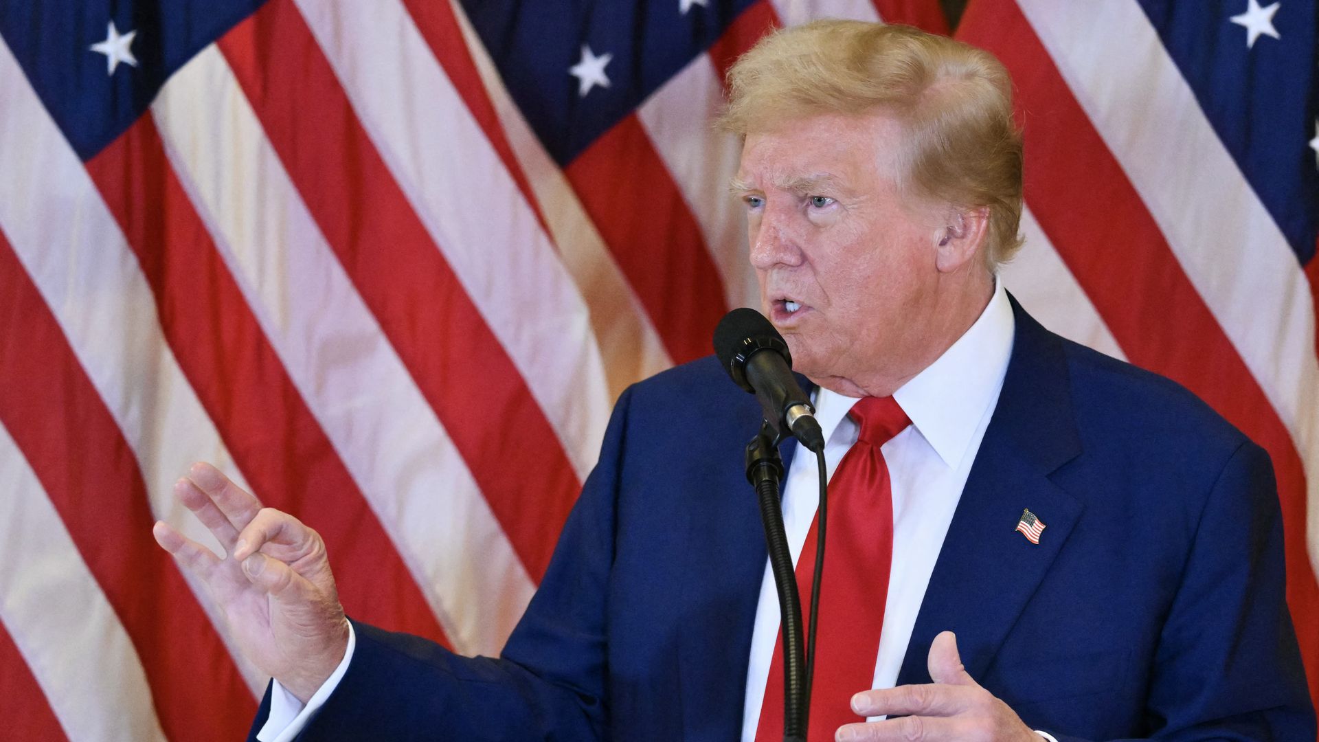 Donald Trump speaks during a press conference after being found guilty over hush-money charges at Trump Tower in New York City on May 31