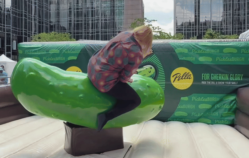 Chrissy isn't proud of her performance on the mechanical pickle. Visual: Megan Harris