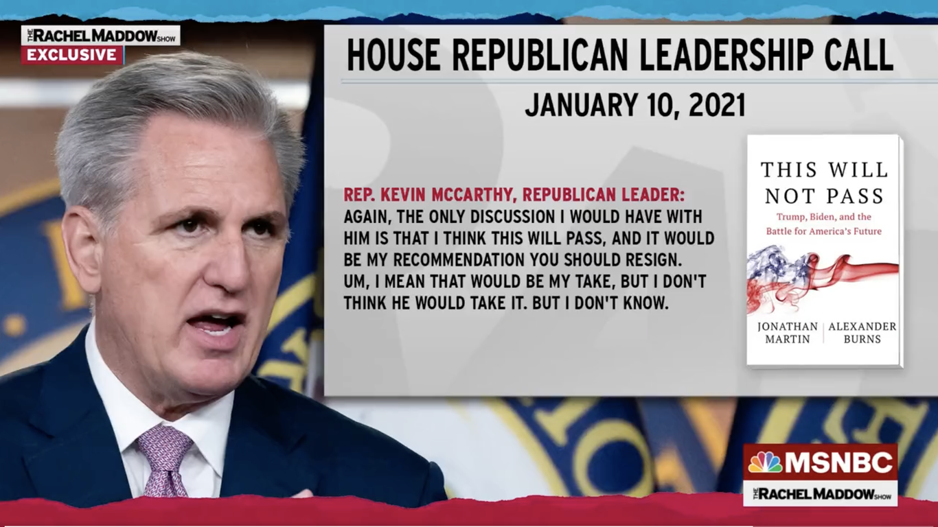 Tape shows Kevin McCarthy said he would urge Trump to resign