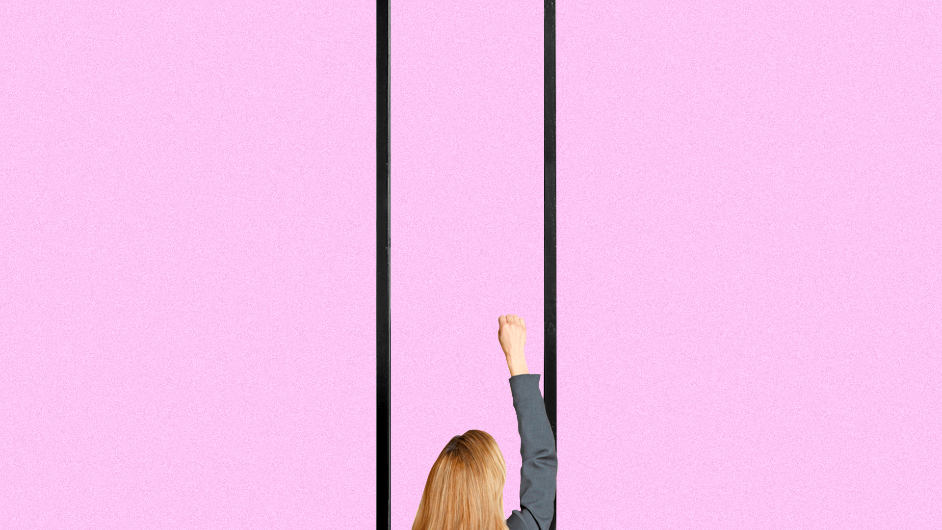 Illustration of a woman climbing up a ladder with the rungs as blinking cursors. 